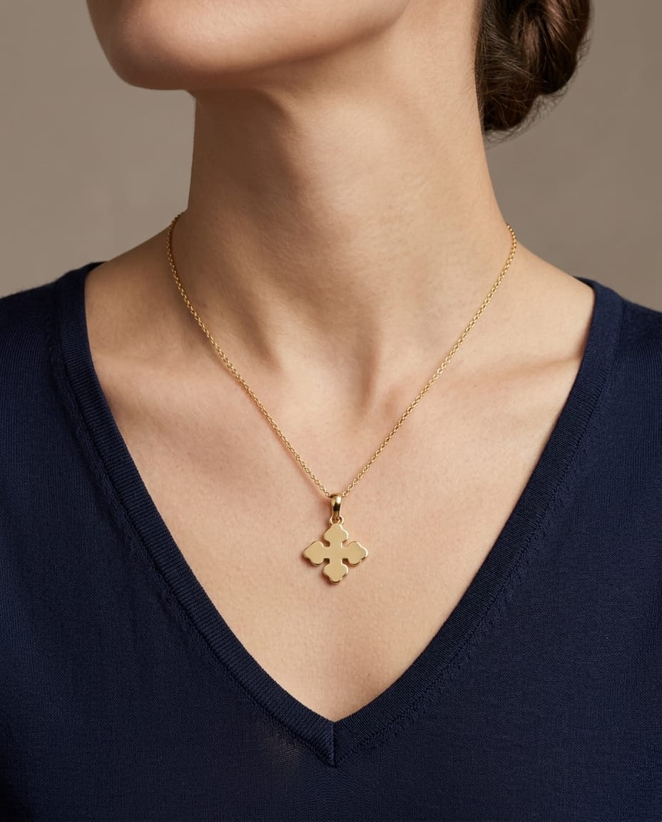 Ciondolo croce bizantina bulgari in oro 18kt-3