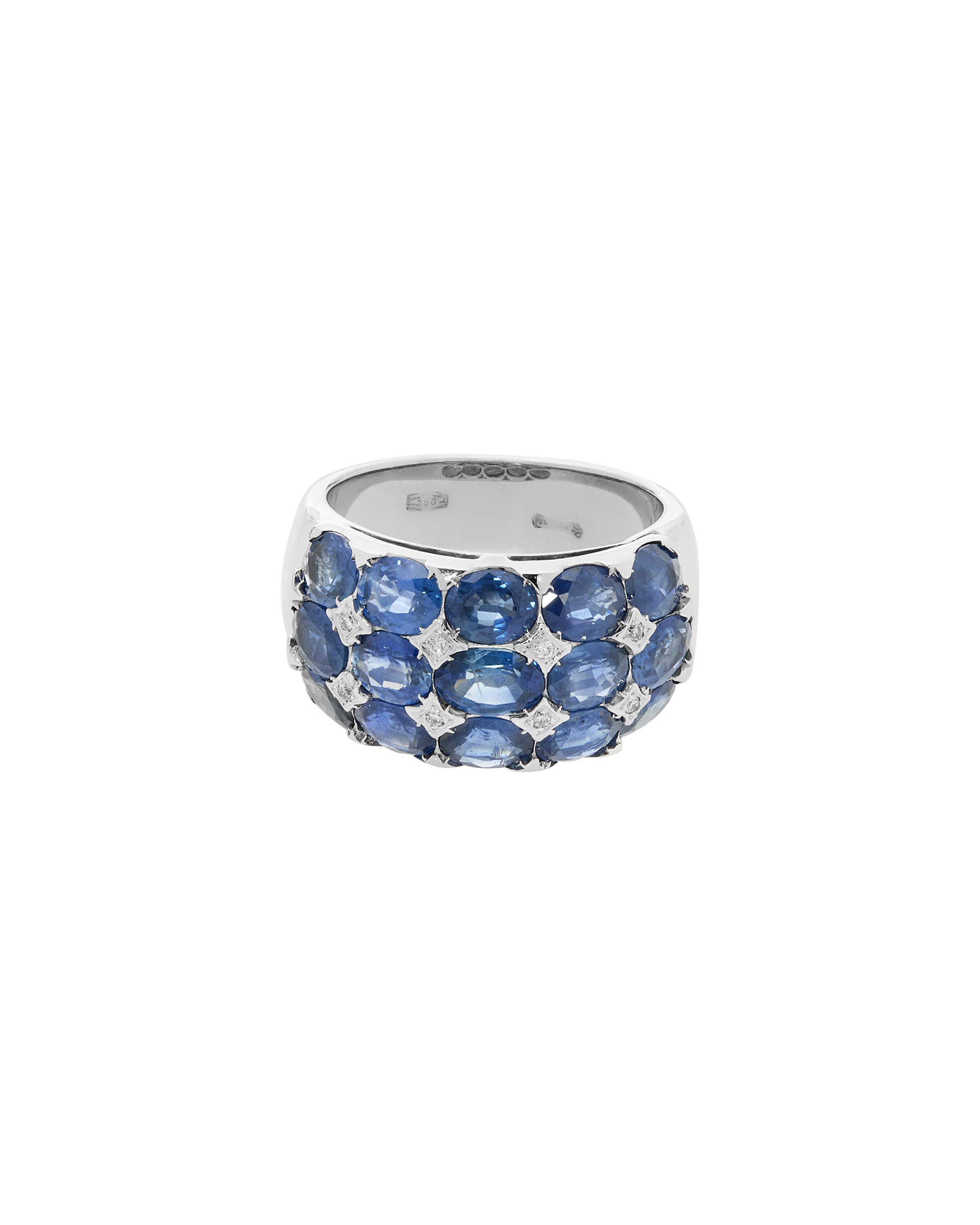 Anello fascia con zaffiri blu e diamanti-1