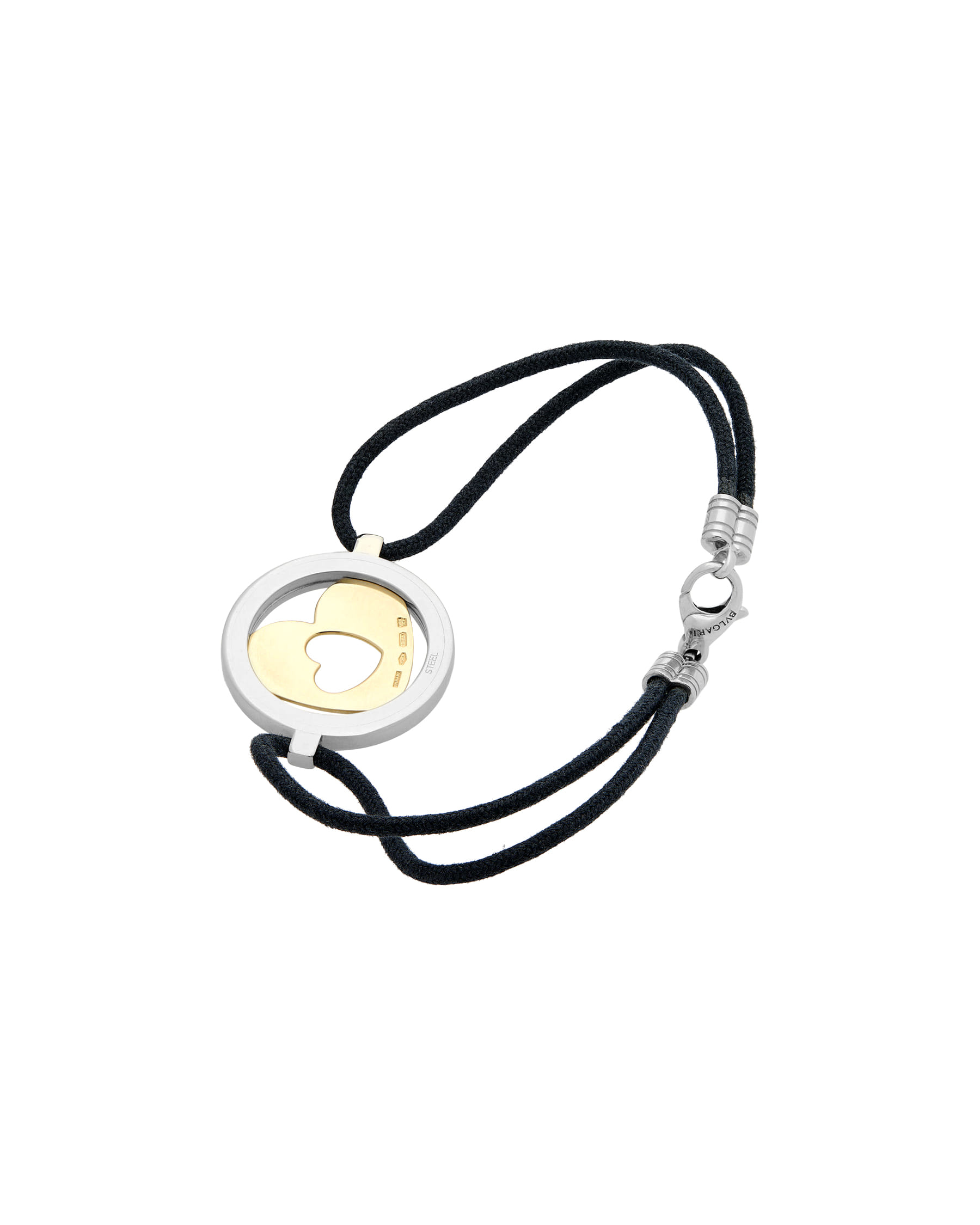 Bracciale bulgari cuore in acciaio e oro giallo-2