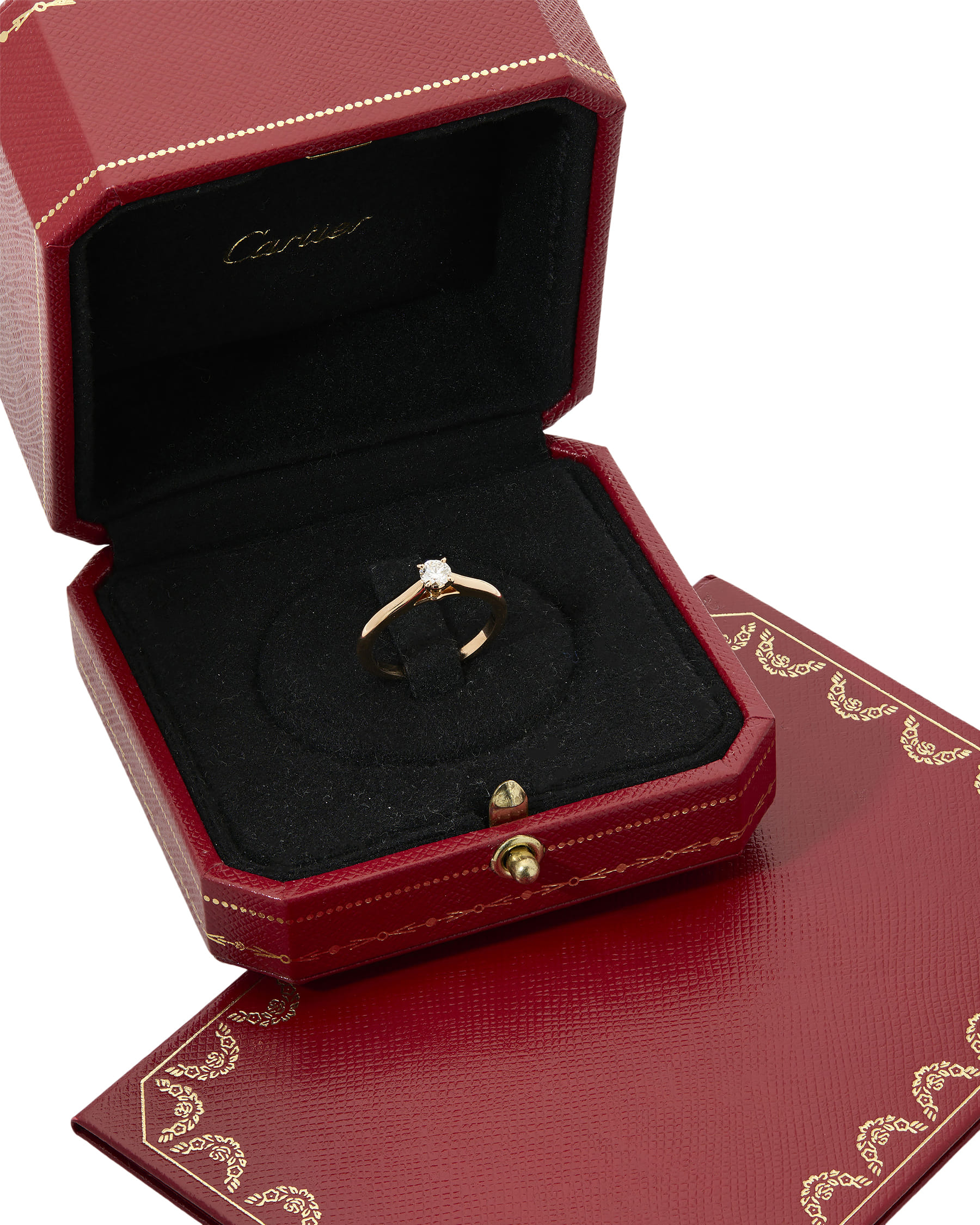 Anello solitario 1895 cartier in oro rosa con diamante 0,21 ct-4