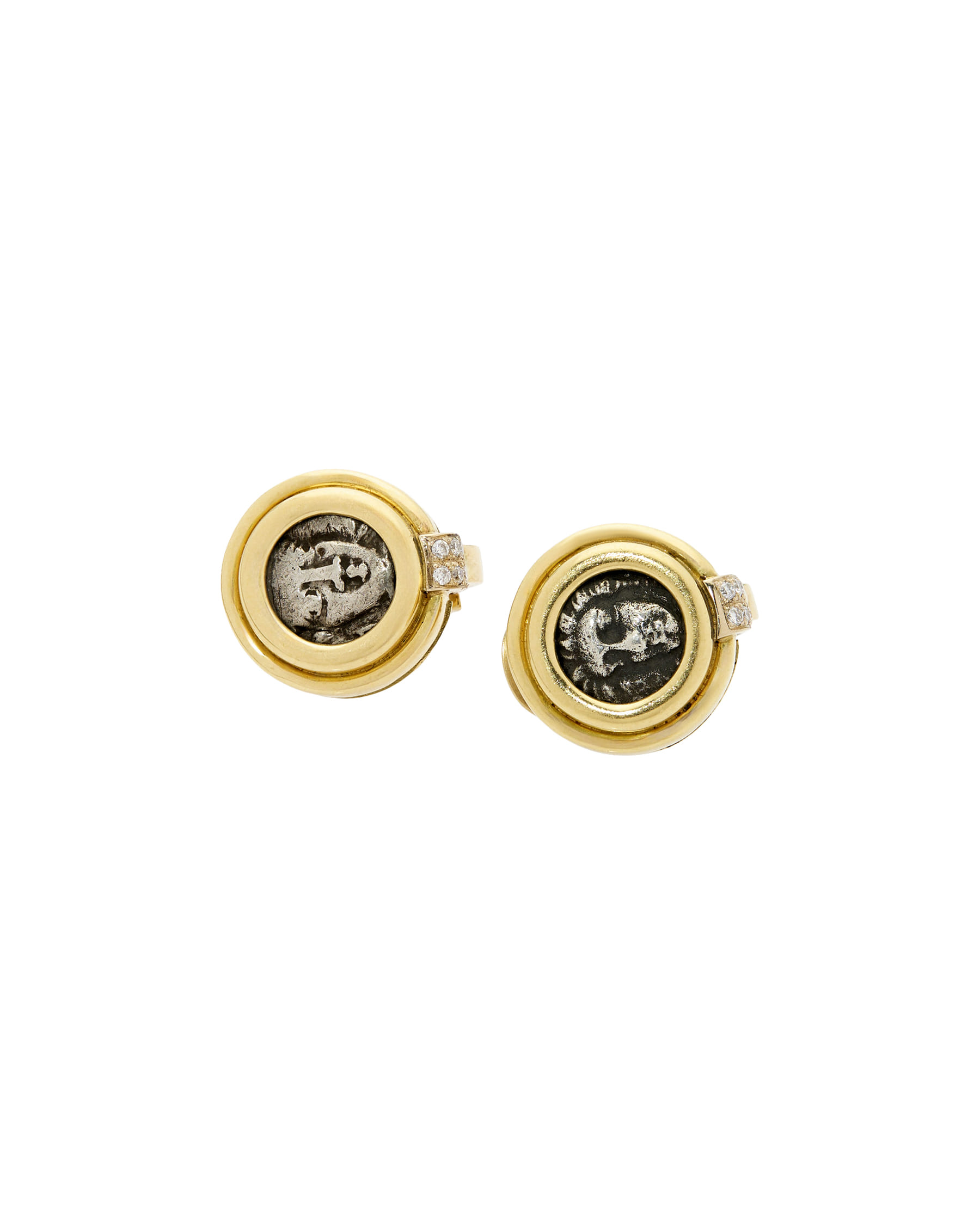 Orecchini bulgari monete in oro giallo e diamanti-1