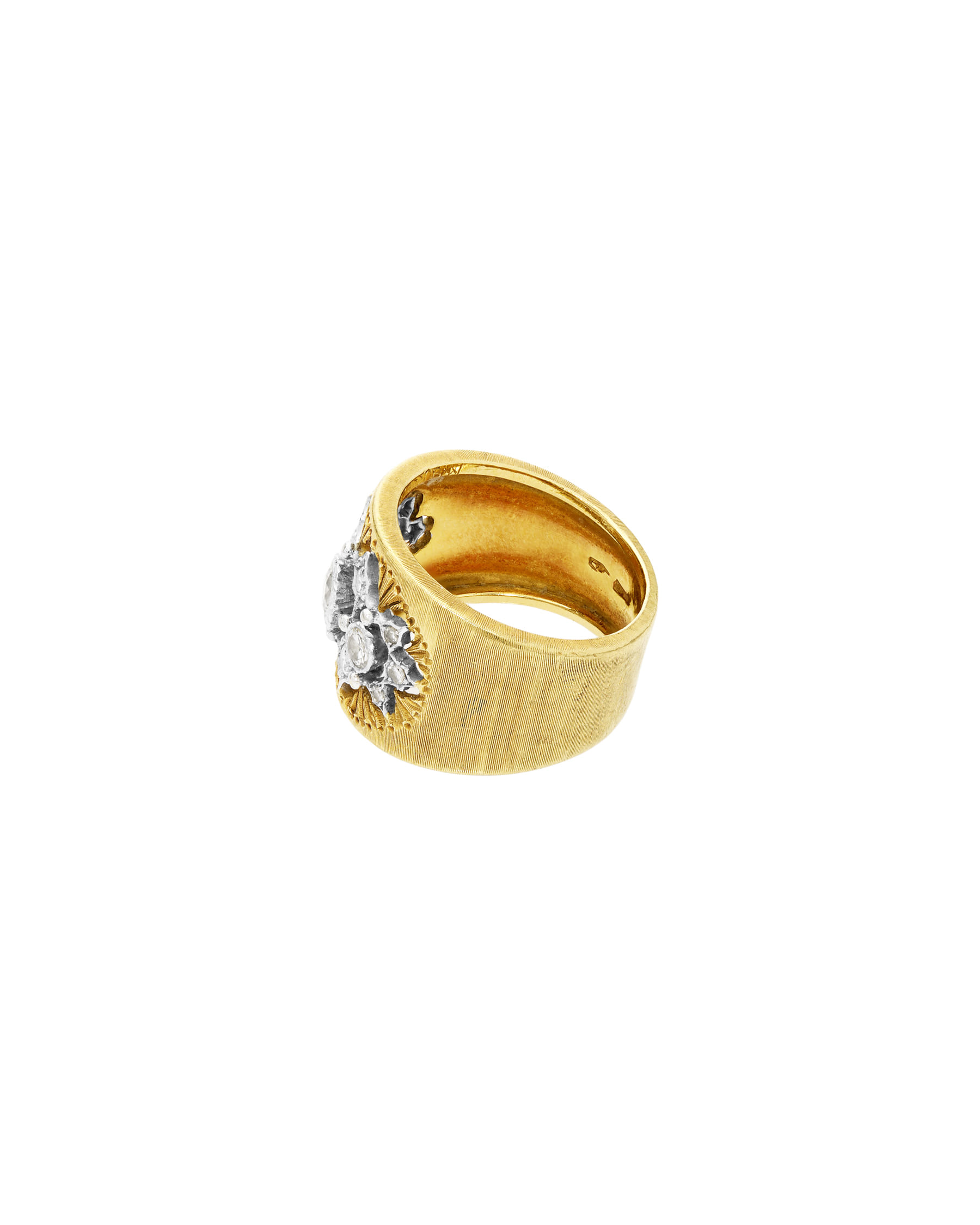 Anello fascia m. buccellati macri in oro giallo e bianco con diamanti-2