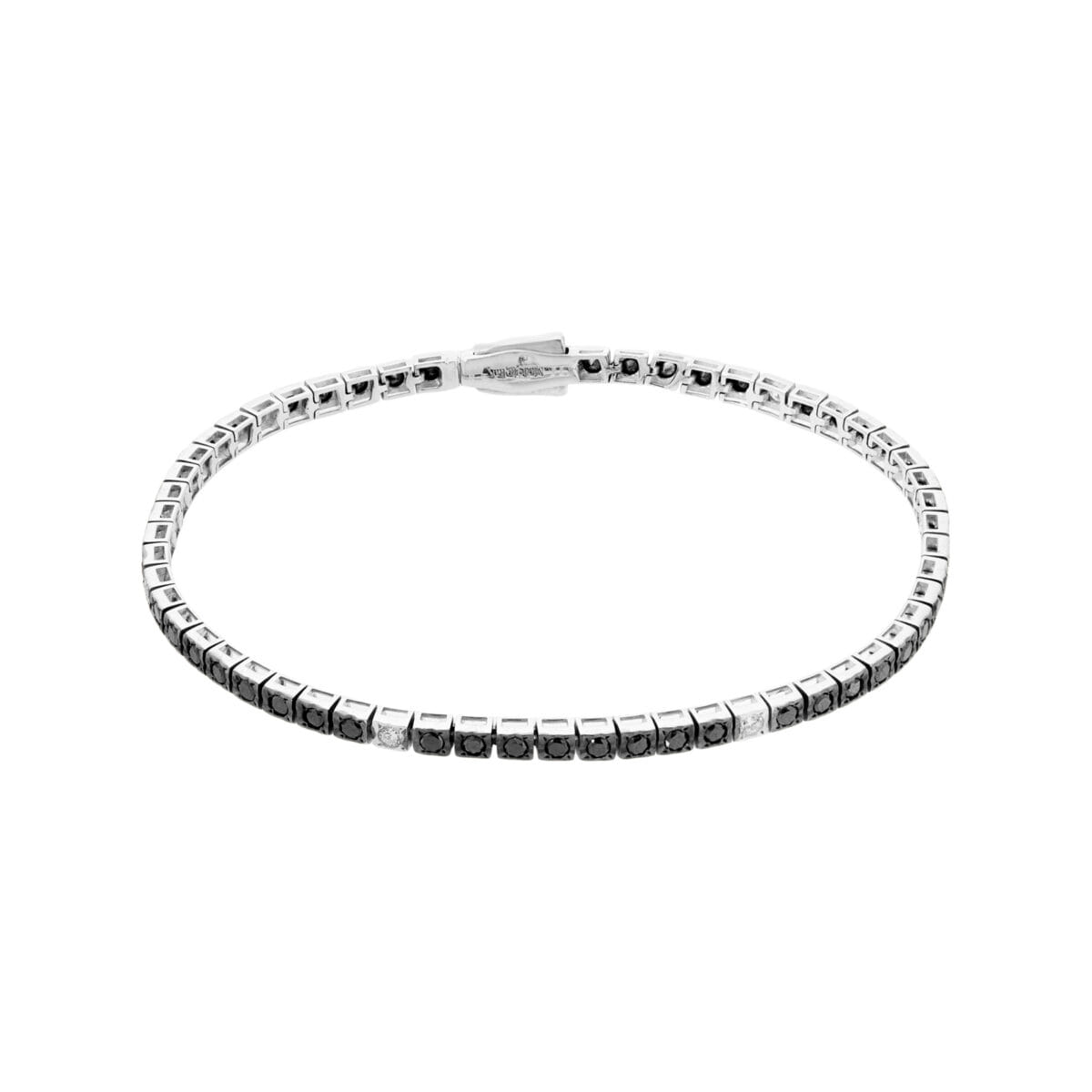 Bracciale tennis illusion recarlo in oro bianco con diamanti black and white-1