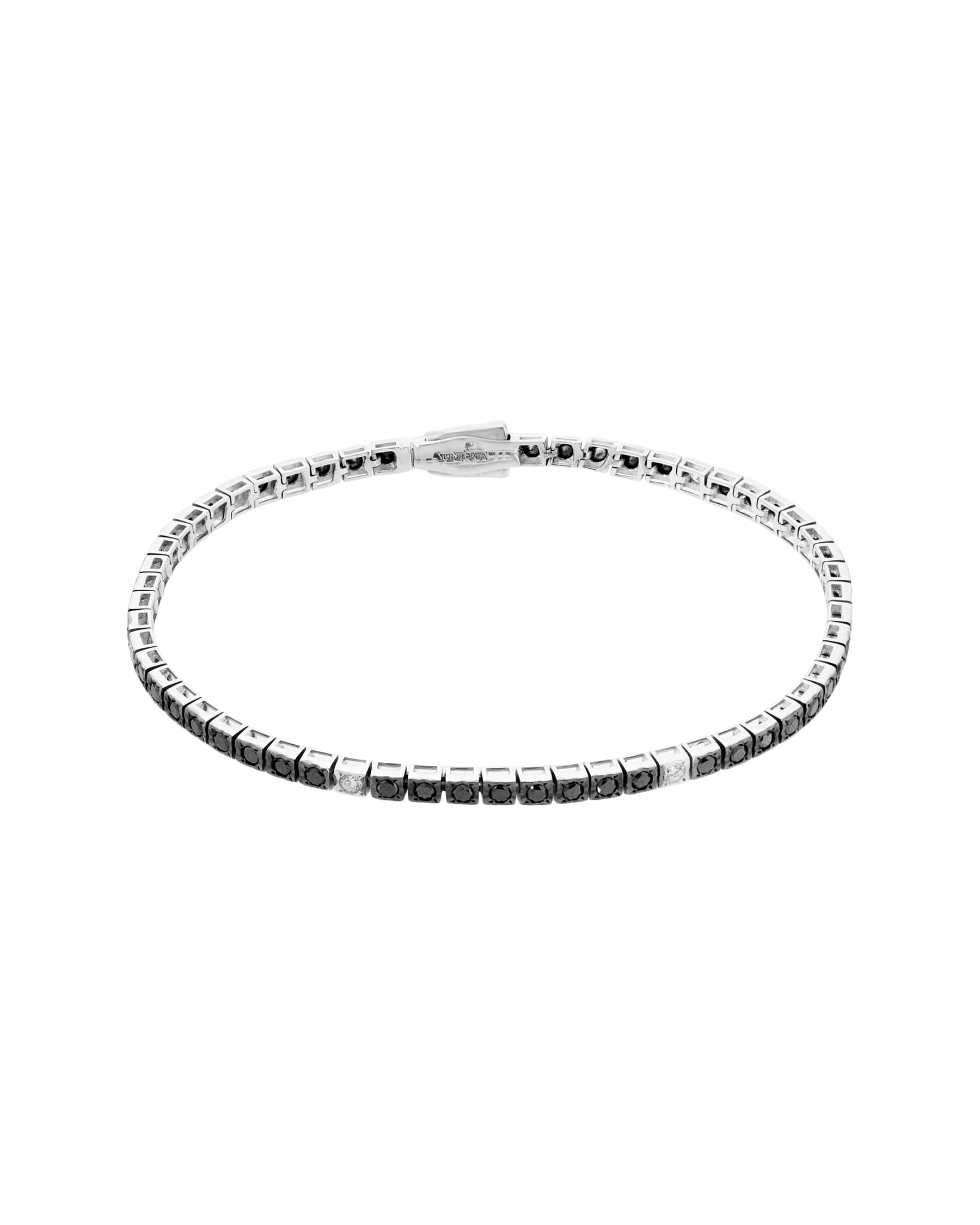 Bracciale tennis illusion recarlo in oro bianco con diamanti black and white-1
