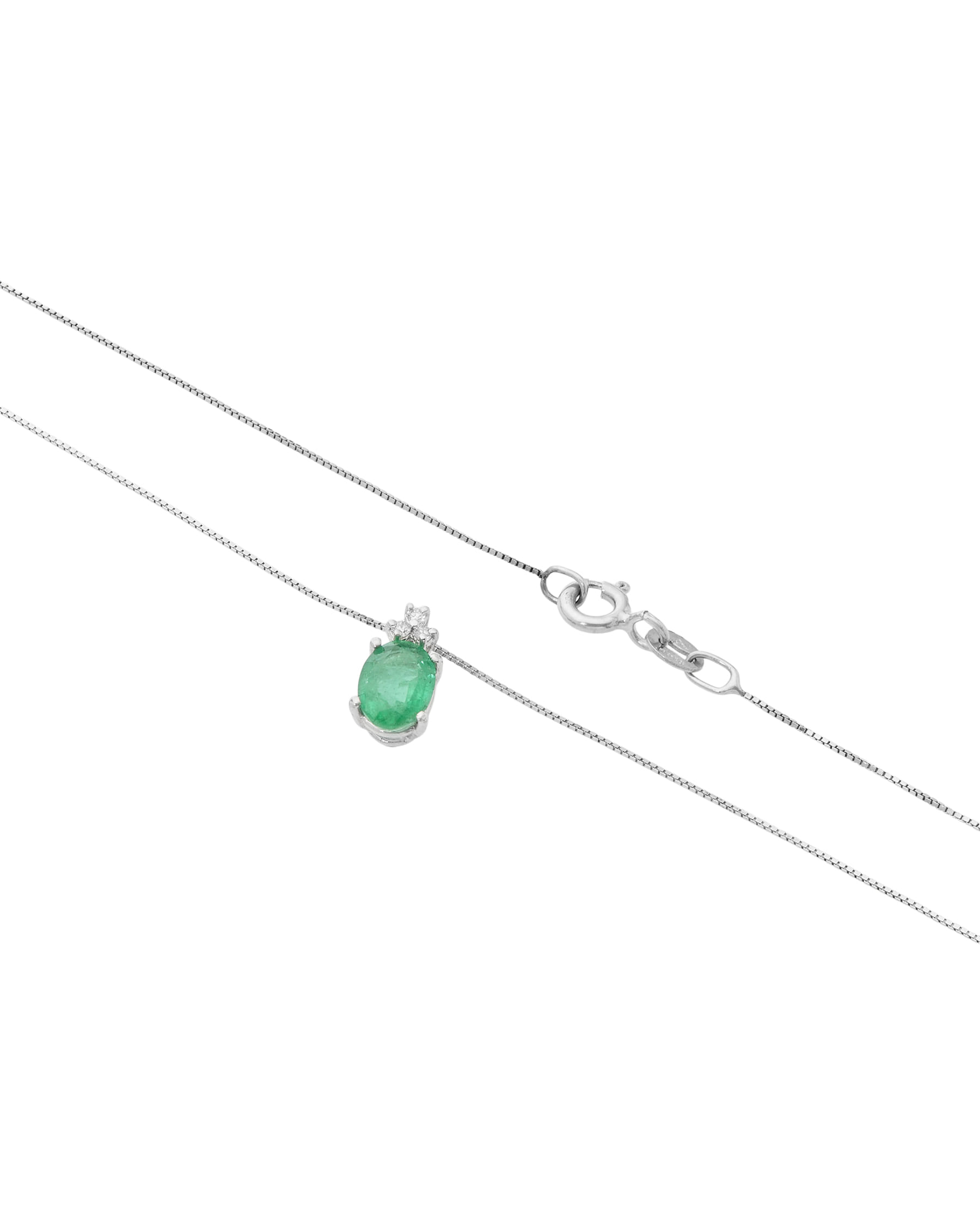 Catenina in oro bianco e ciondolo con smeraldo e diamanti-2