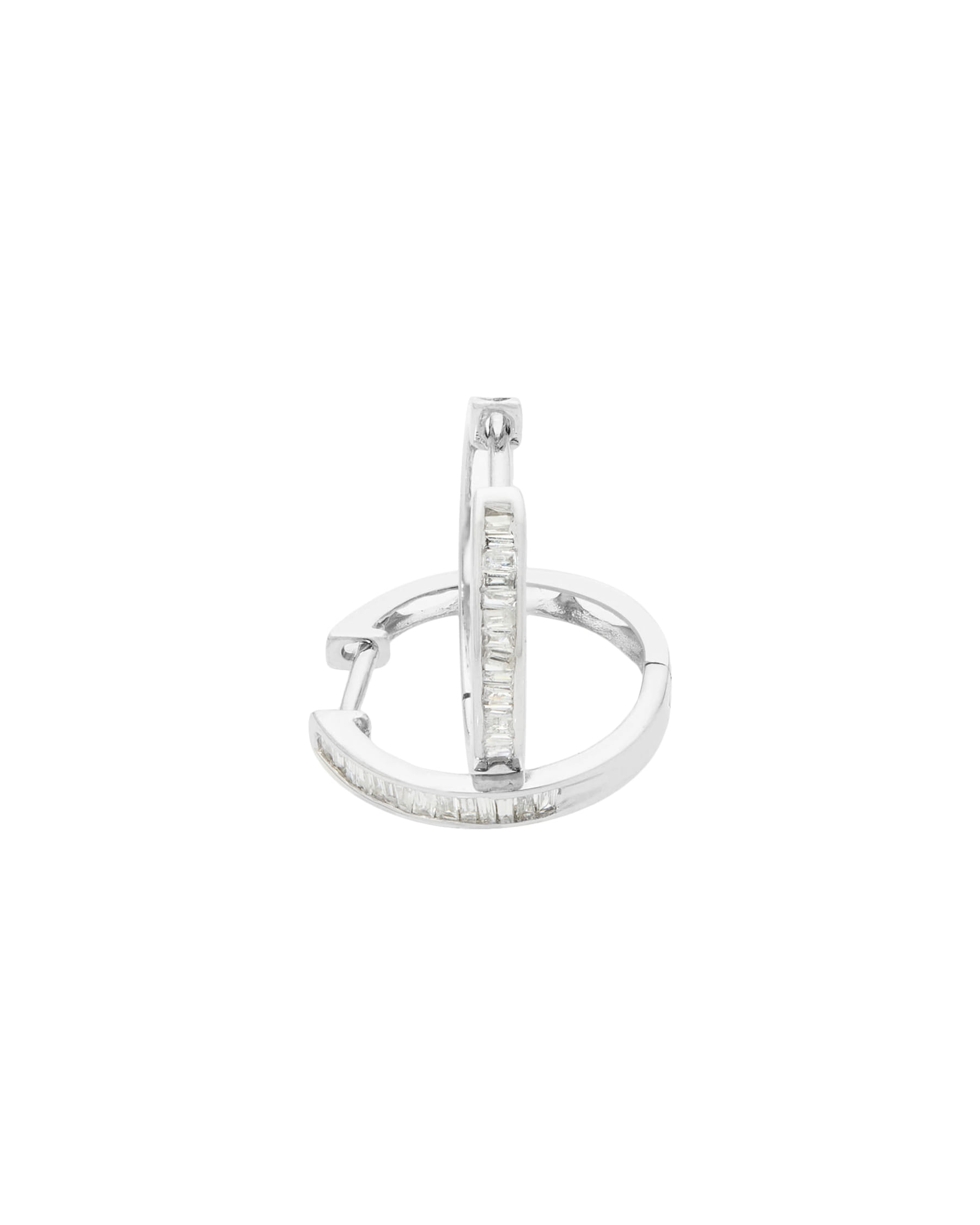 Orecchini cerchietto in oro bianco con diamanti baguette-2