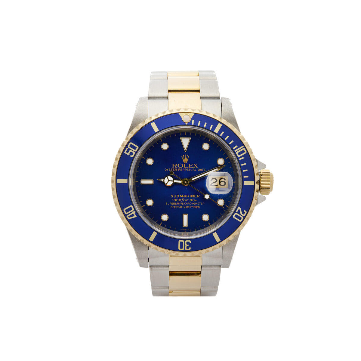 Rolex submariner date acciaio e oro 40 mm re 16613-1