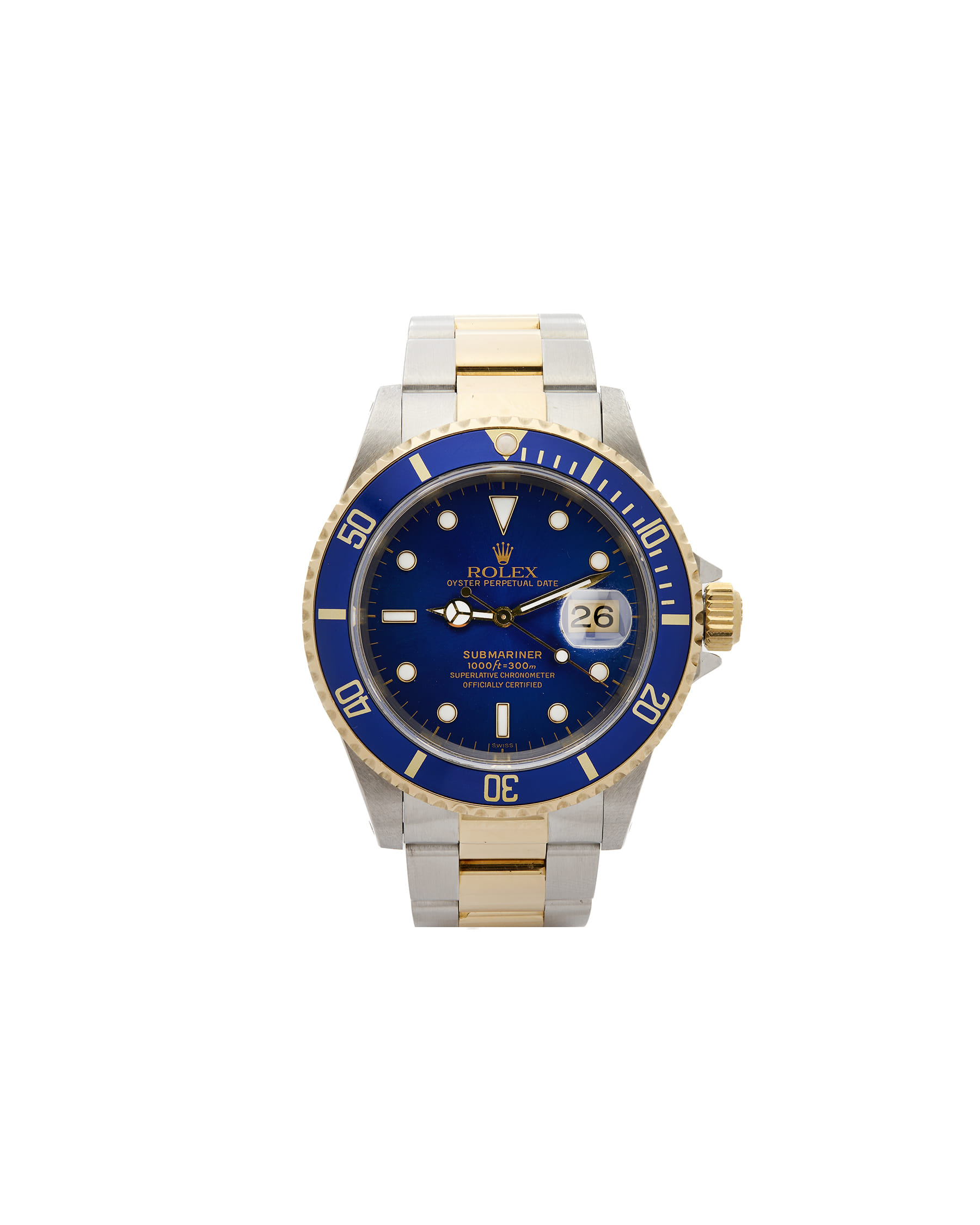 Rolex submariner date acciaio e oro 40 mm re 16613-1