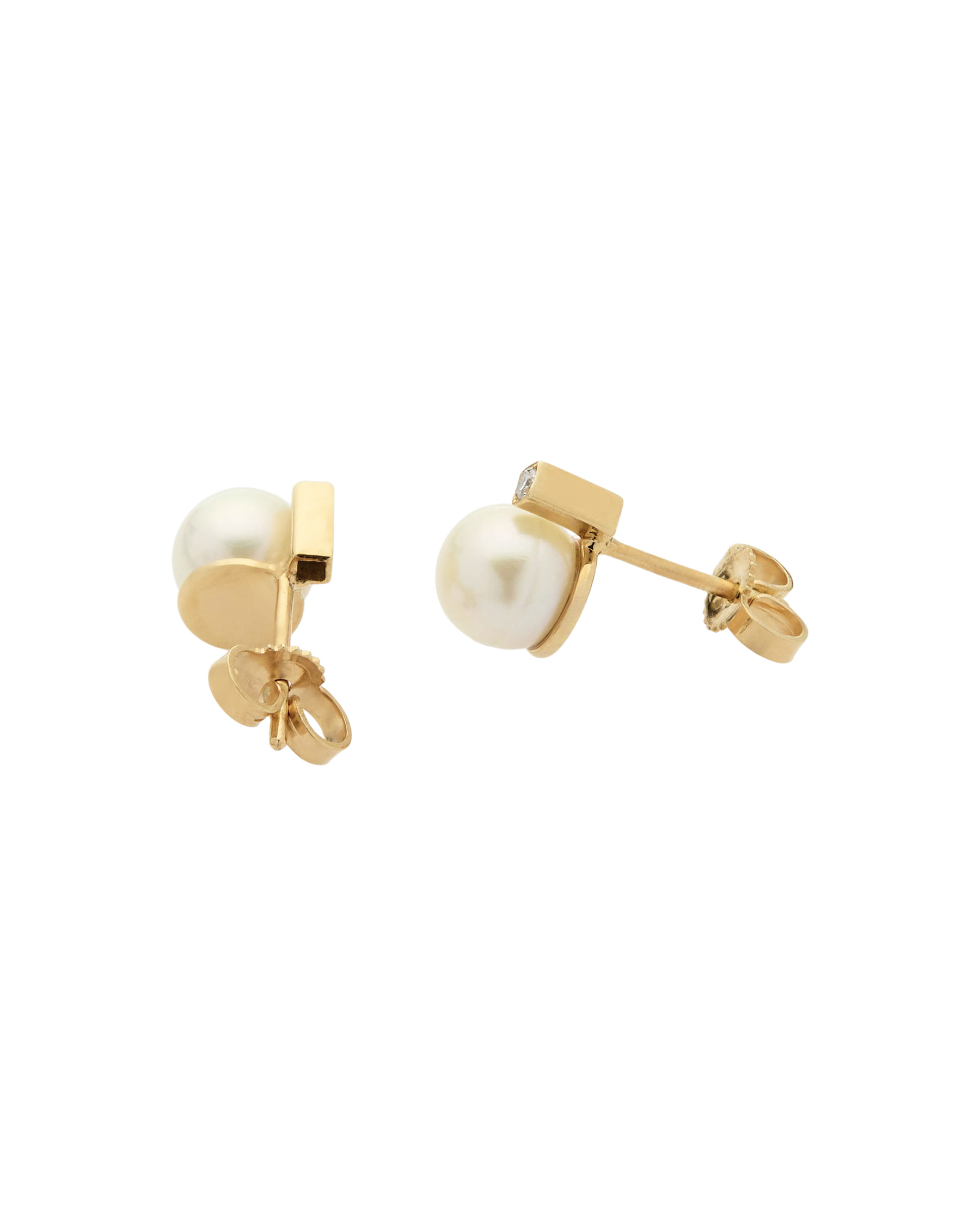 Orecchini in oro rosa con diamanti e perle 7 mm-2