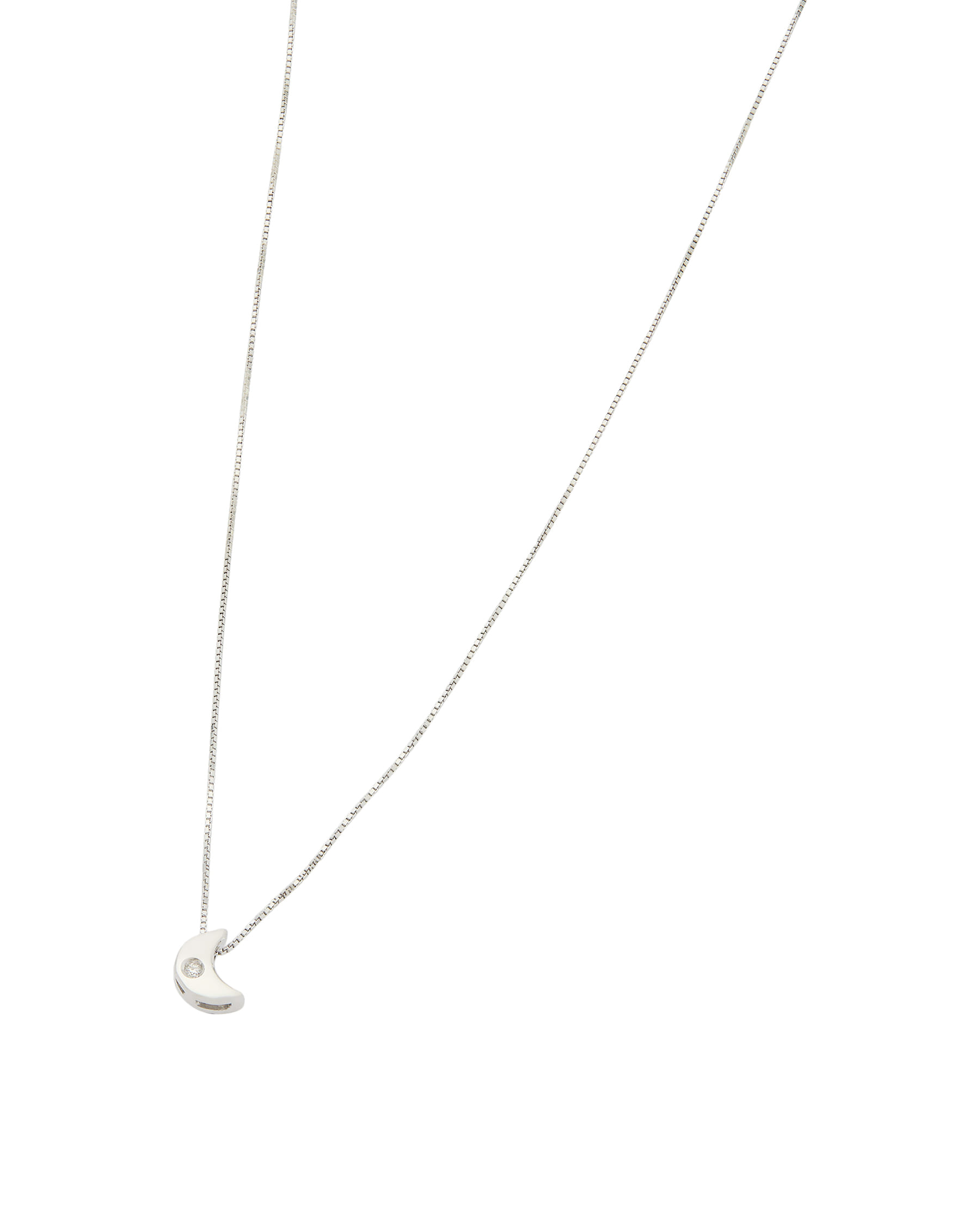 Catenina in oro bianco e ciondolo mezzaluna con diamante-1