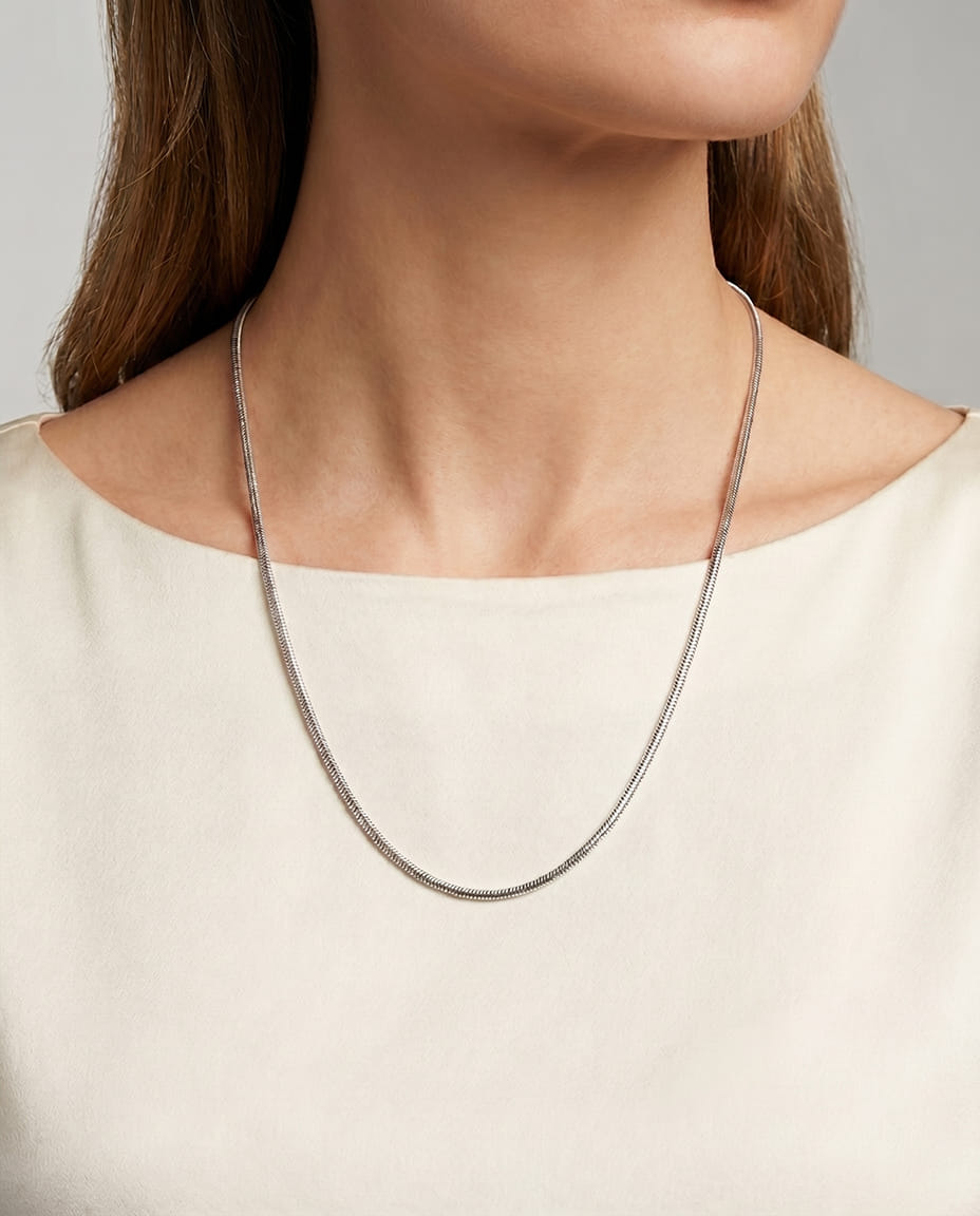 Collana coda di topo in oro bianco-3
