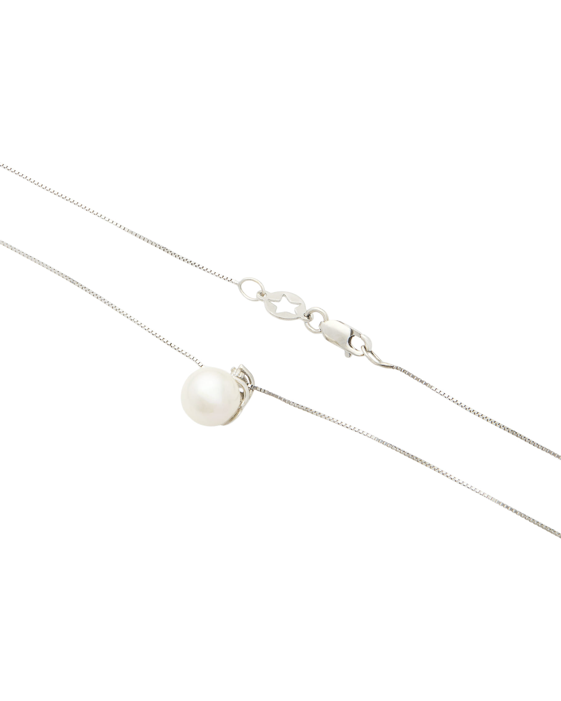 Catenina in oro bianco con ciondolo perla 7 mm e diamante-2