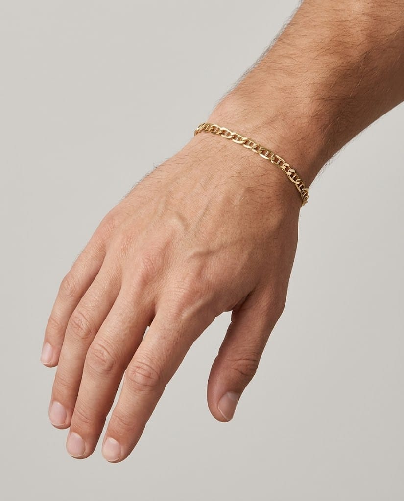 Bracciale maglia marina 1 + 1 in oro giallo-3