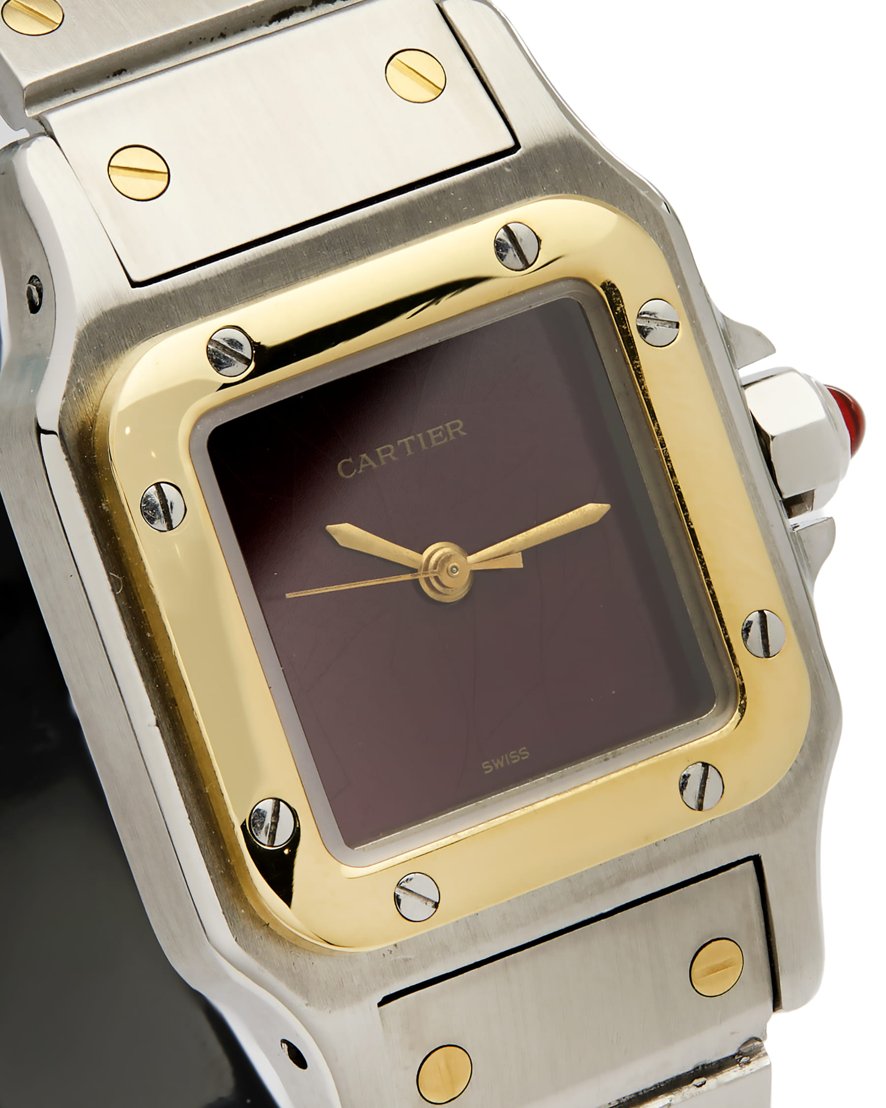 Cartier santos lady burgundy dial ref 0902-2