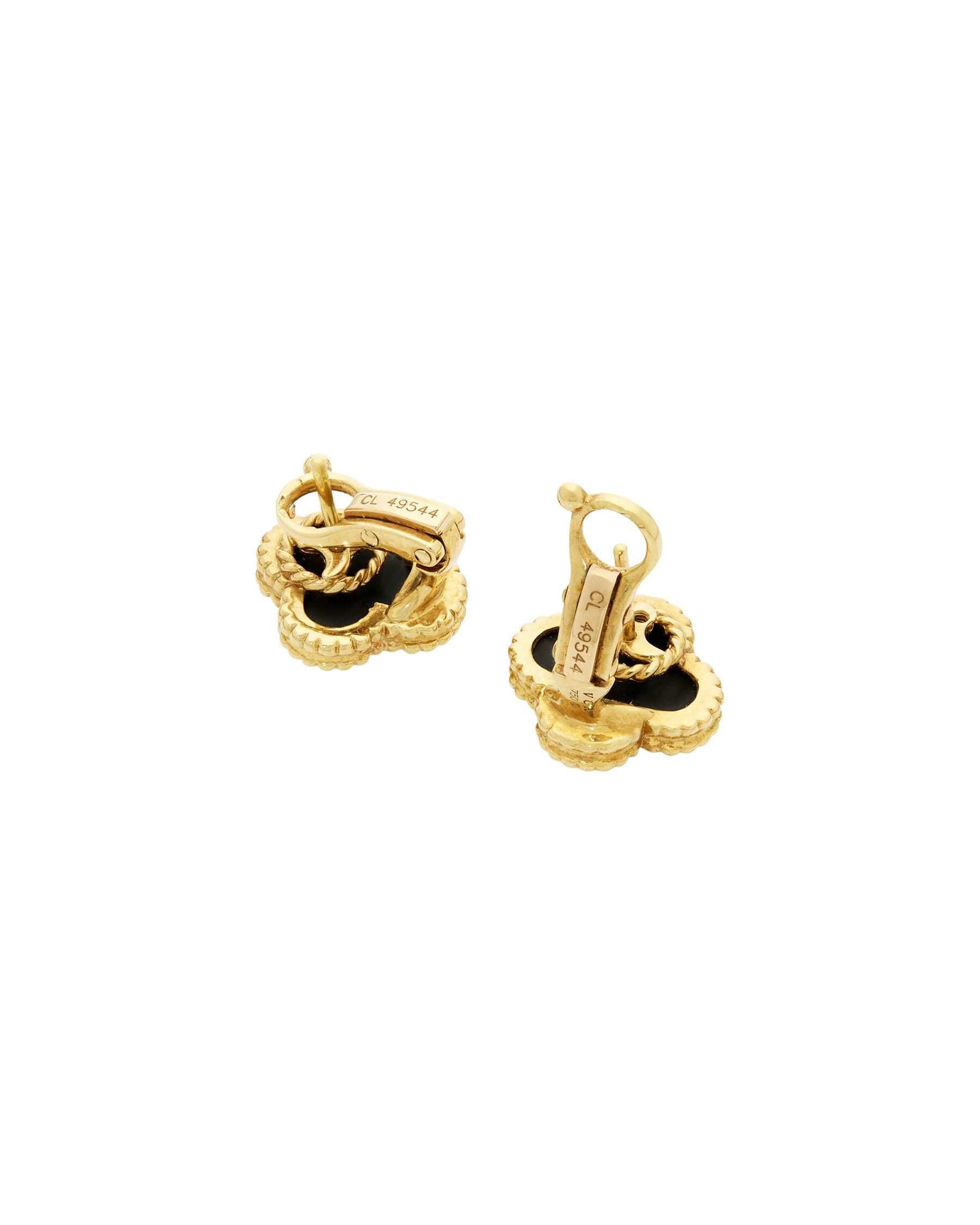 Orecchini van cleef & arpels vintage alhambra in oro giallo e onice-2