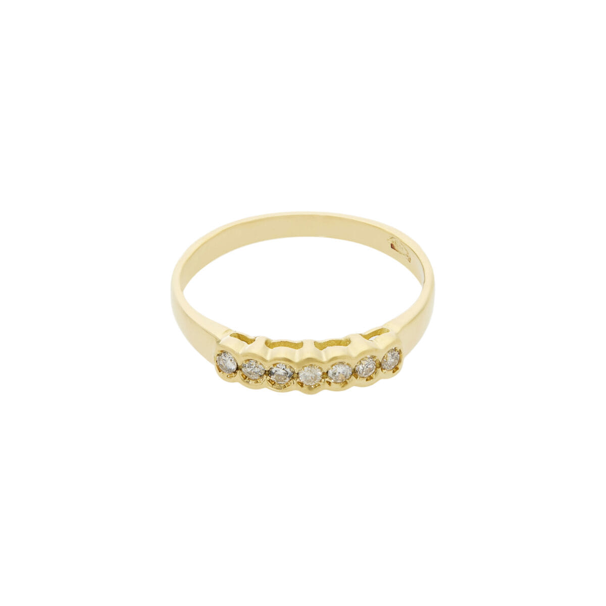 Anello veretta in oro giallo con 7 diamanti-1