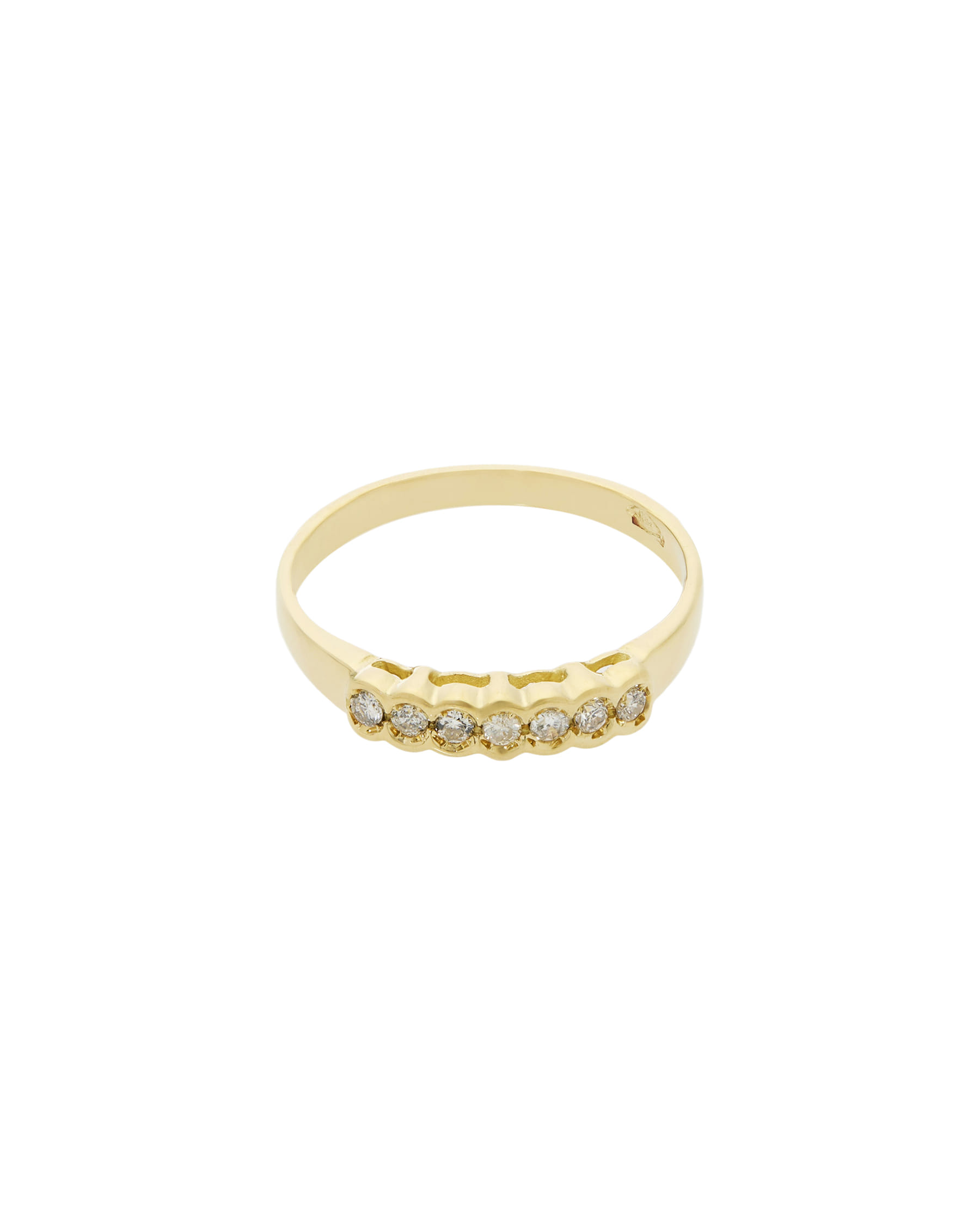 Anello veretta in oro giallo con 7 diamanti-1