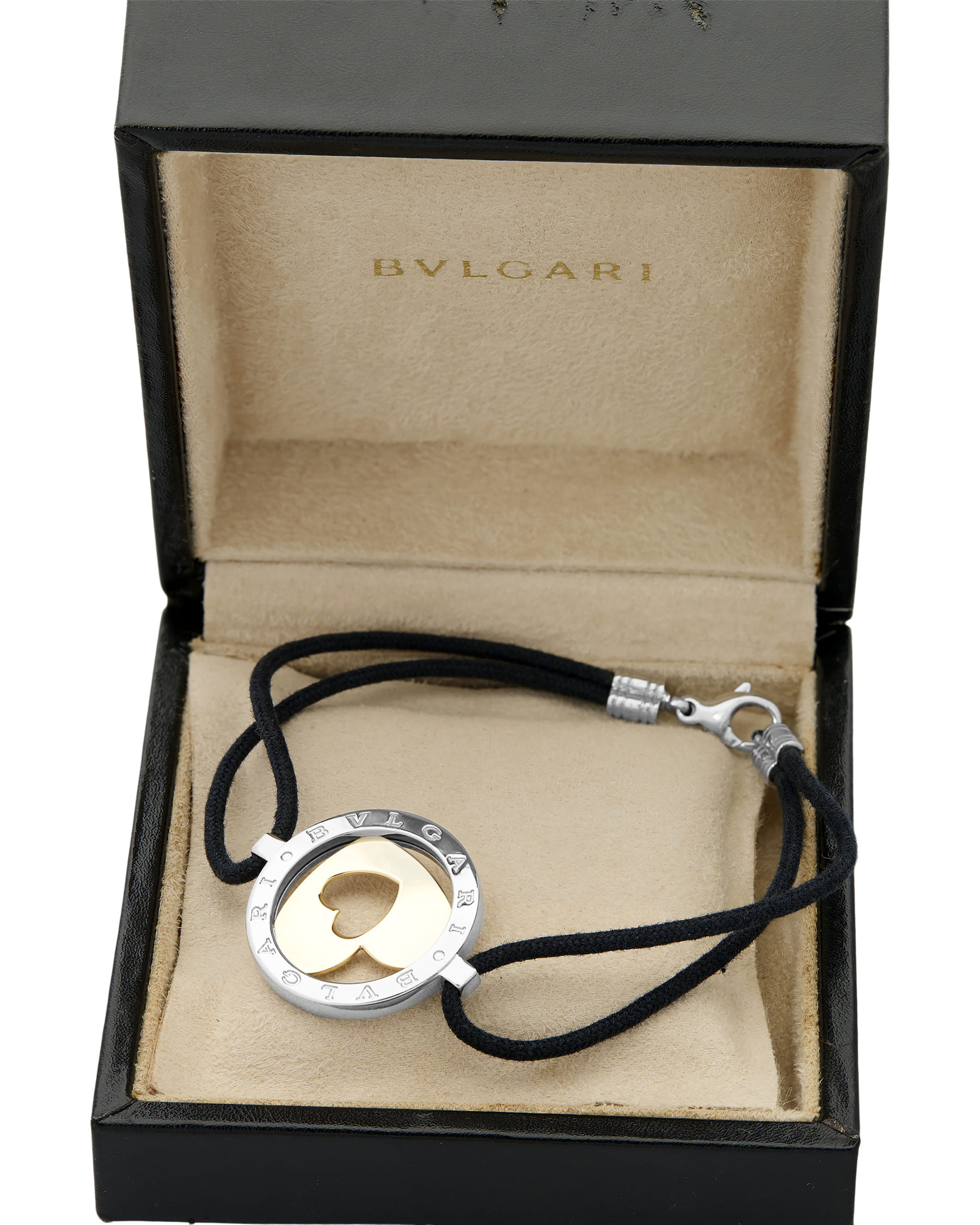 Bracciale bulgari cuore in acciaio e oro giallo-3