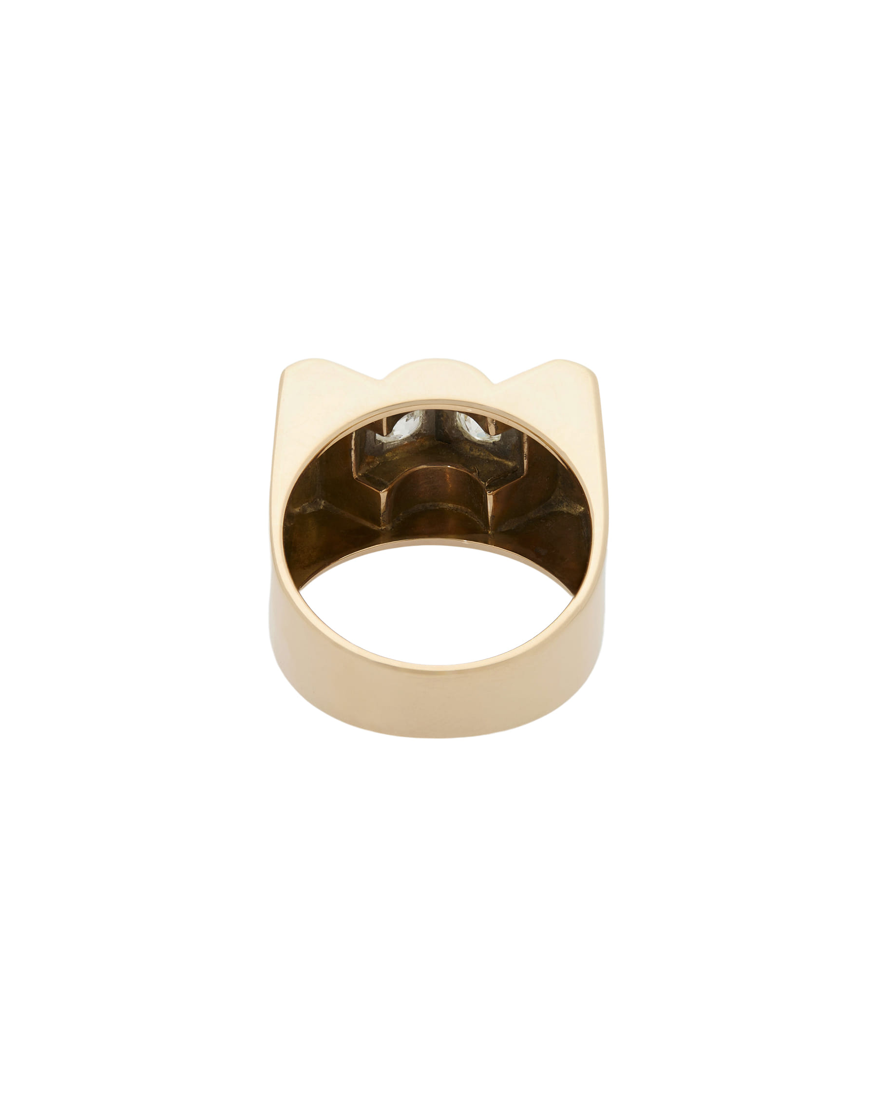 Anello art deco in oro rosso e bianco con diamanti-3