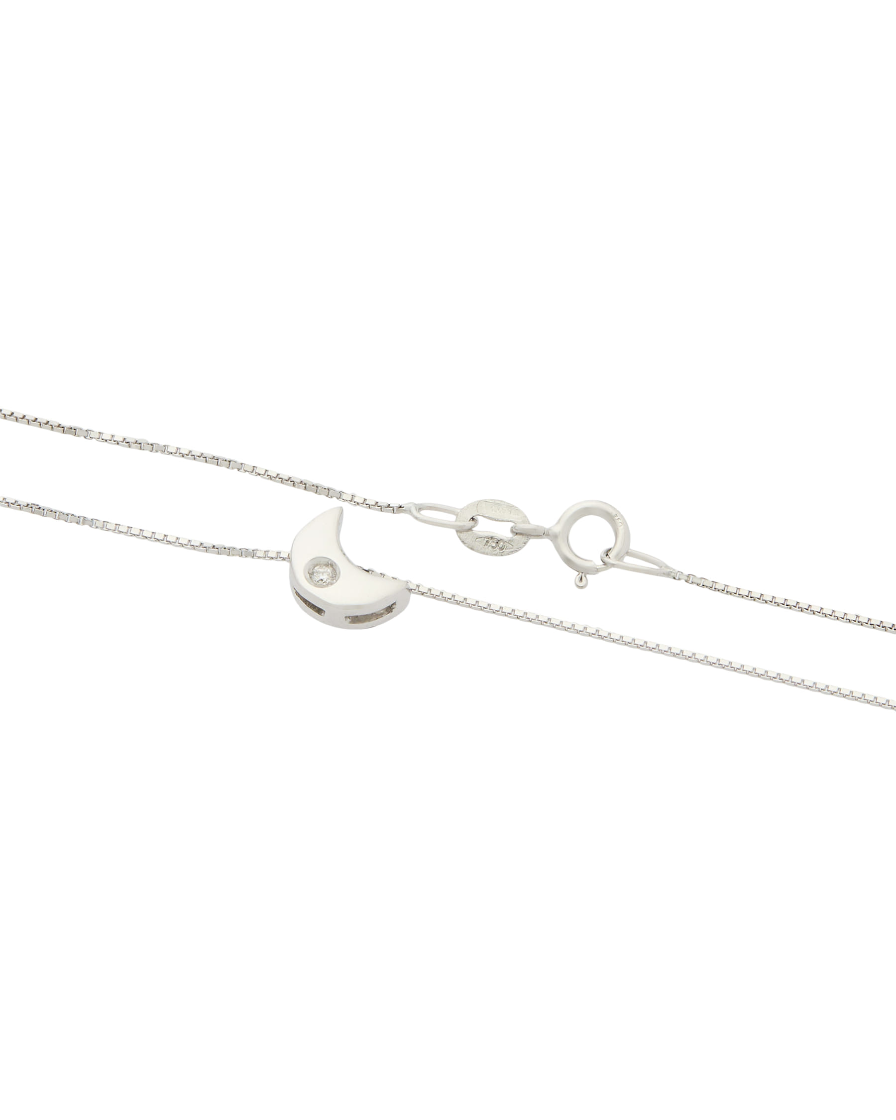 Catenina in oro bianco e ciondolo mezzaluna con diamante-2