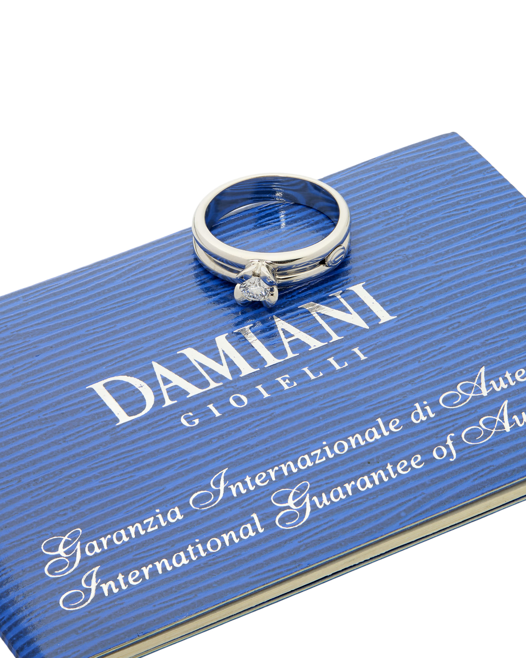Anello solitario damiani in oro bianco con diamante 0,24 ct-4