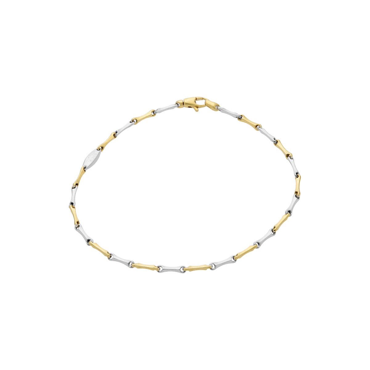 Bracciale chicchi di riso in oro bianco e giallo-1