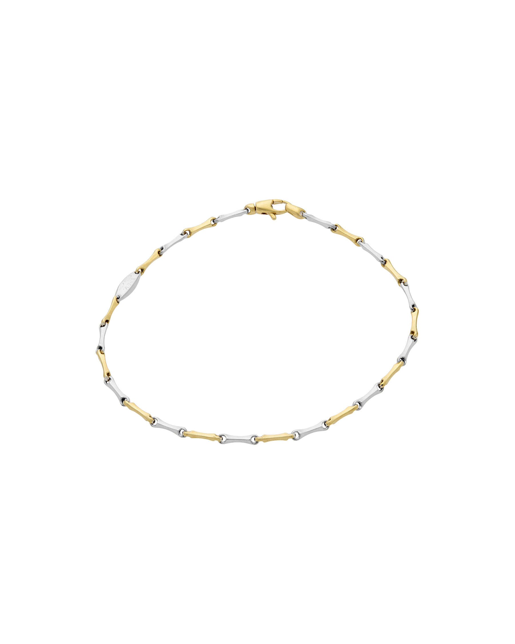 Bracciale chicchi di riso in oro bianco e giallo-1