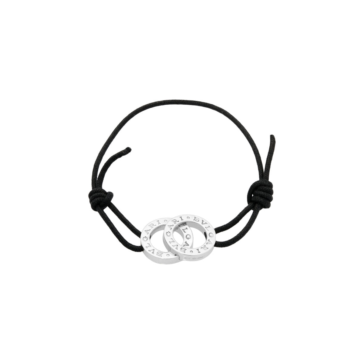 Bracciale bulgari bulgari in argento con cordino nero-1