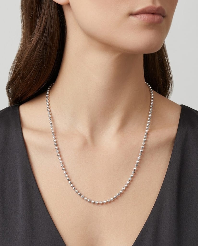Collana a palline in oro bianco-3