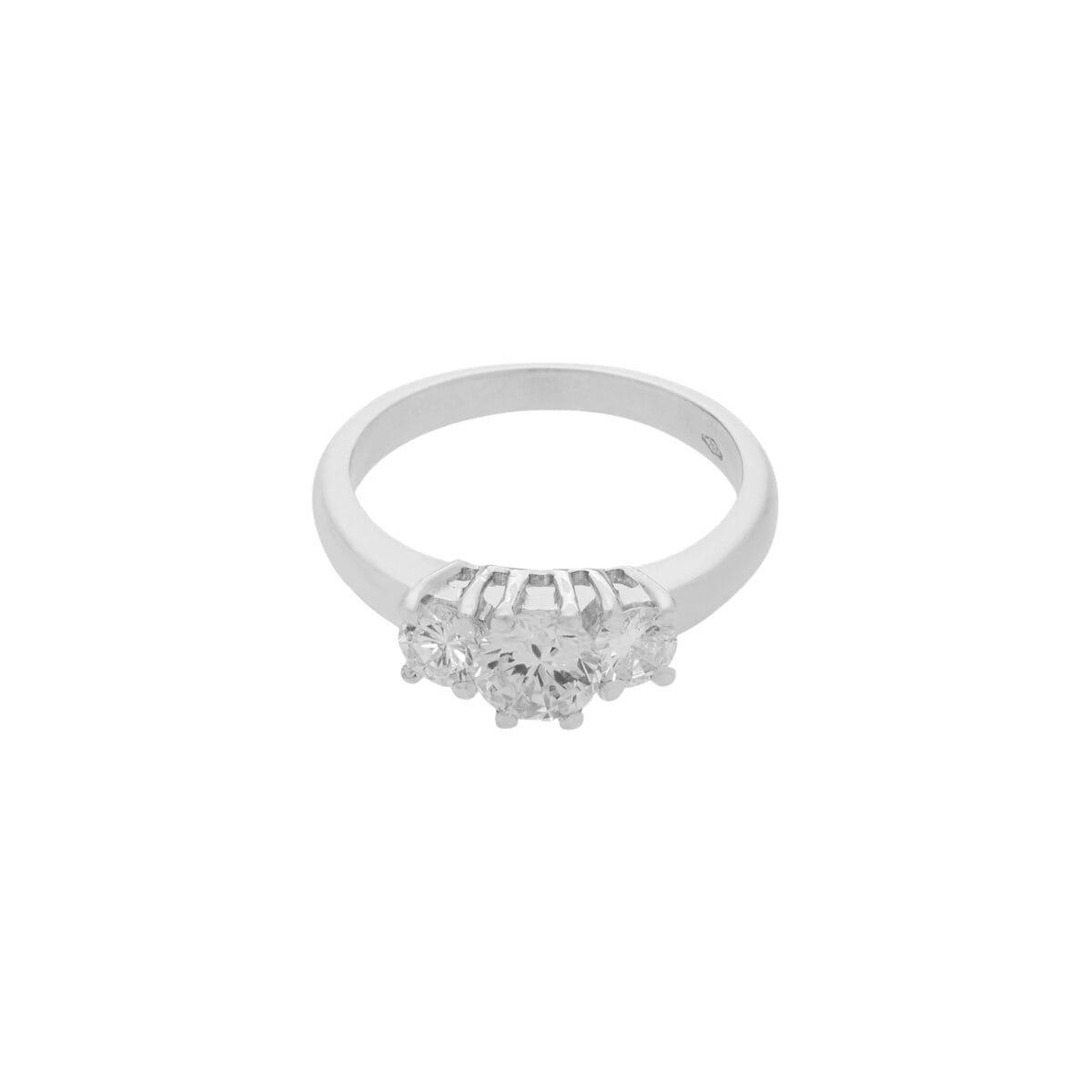 Anello trilogy in oro bianco con diamanti 1,09 ct-1