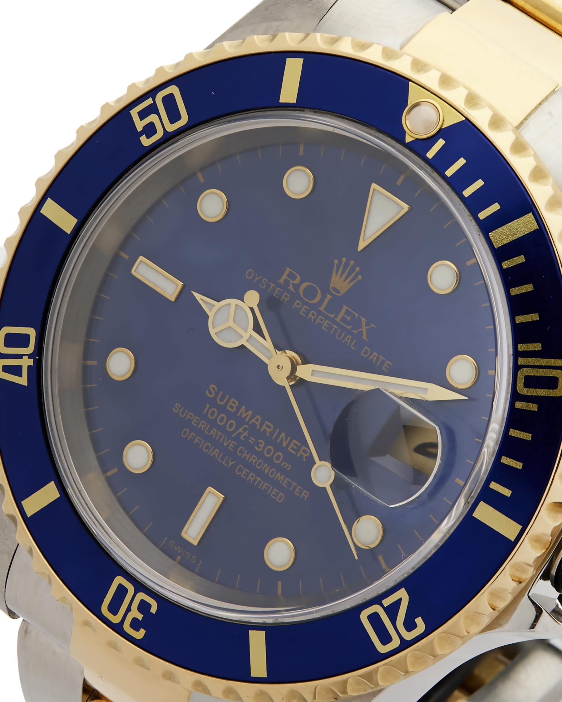 Rolex submariner date acciaio e oro 40 mm re 16613-2