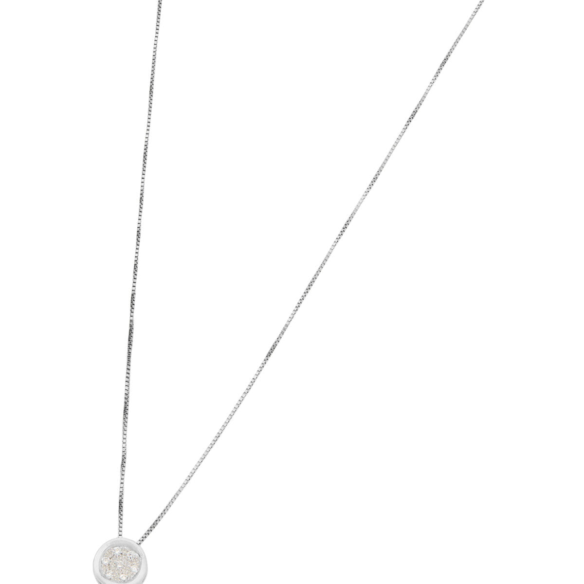 Catenina in oro bianco con bottone punto luce-1