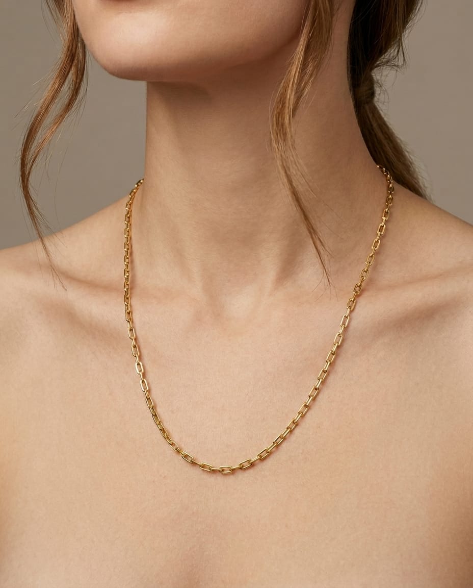 Collana maglia a catena rettangolare in oro giallo 18 kt-3
