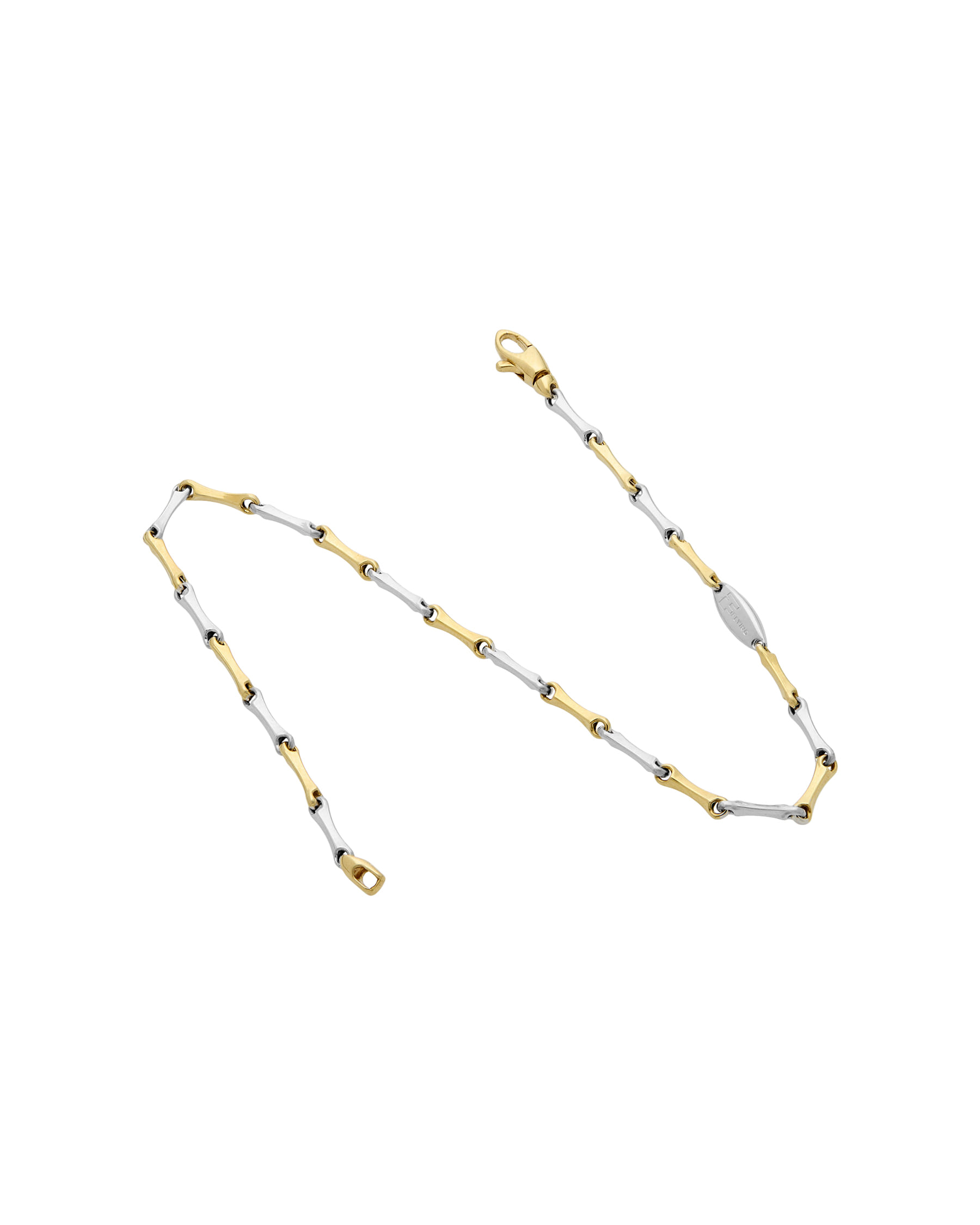 Bracciale chicchi di riso in oro bianco e giallo-2