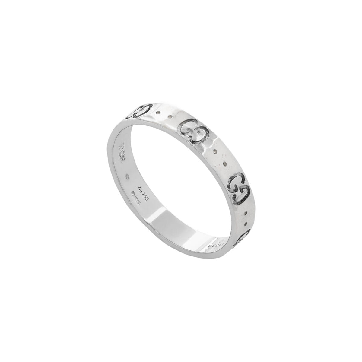 Anello gucci icon in oro bianco martellato-1