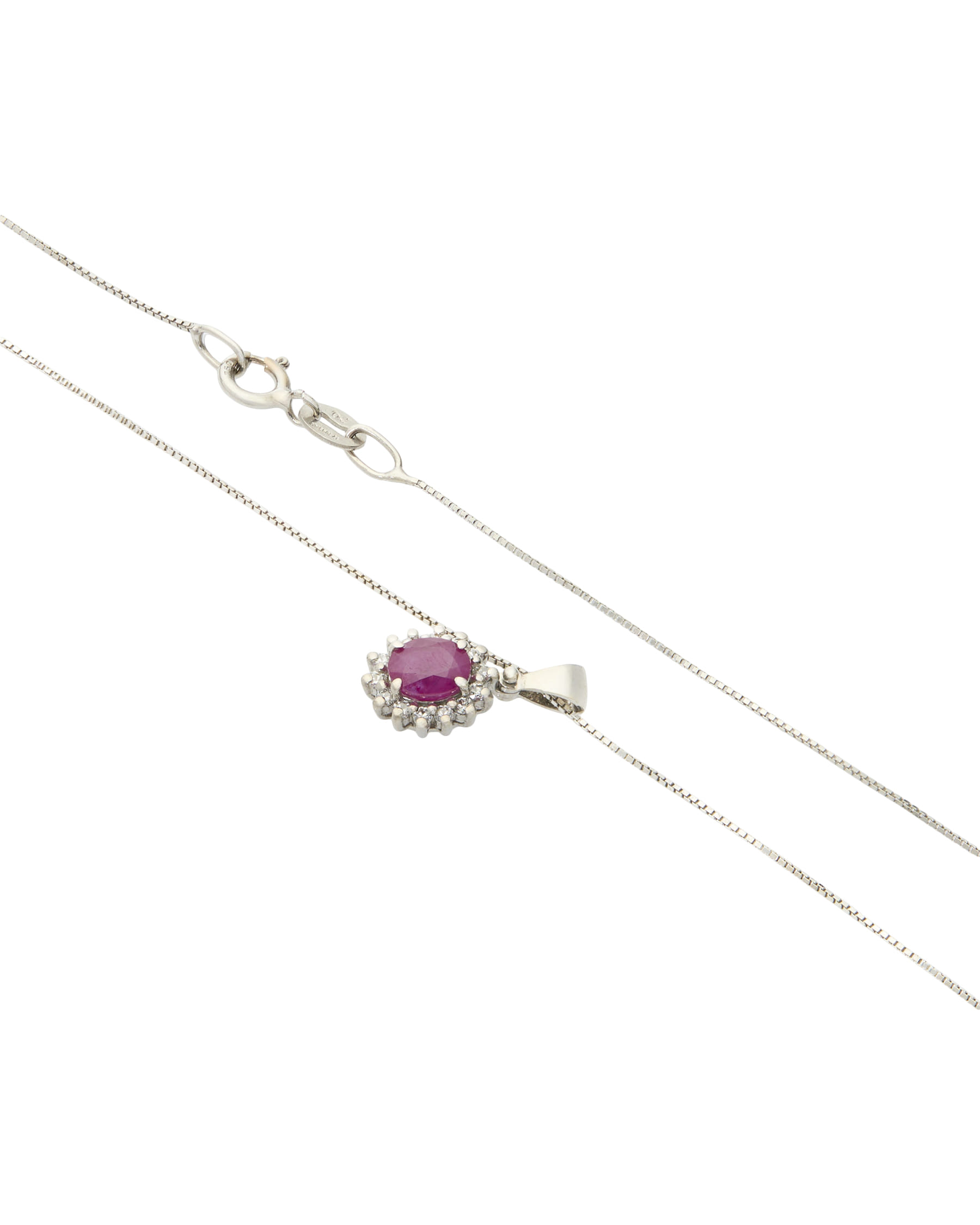 Collana in oro bianco con ciondolo rubino e diamanti-2