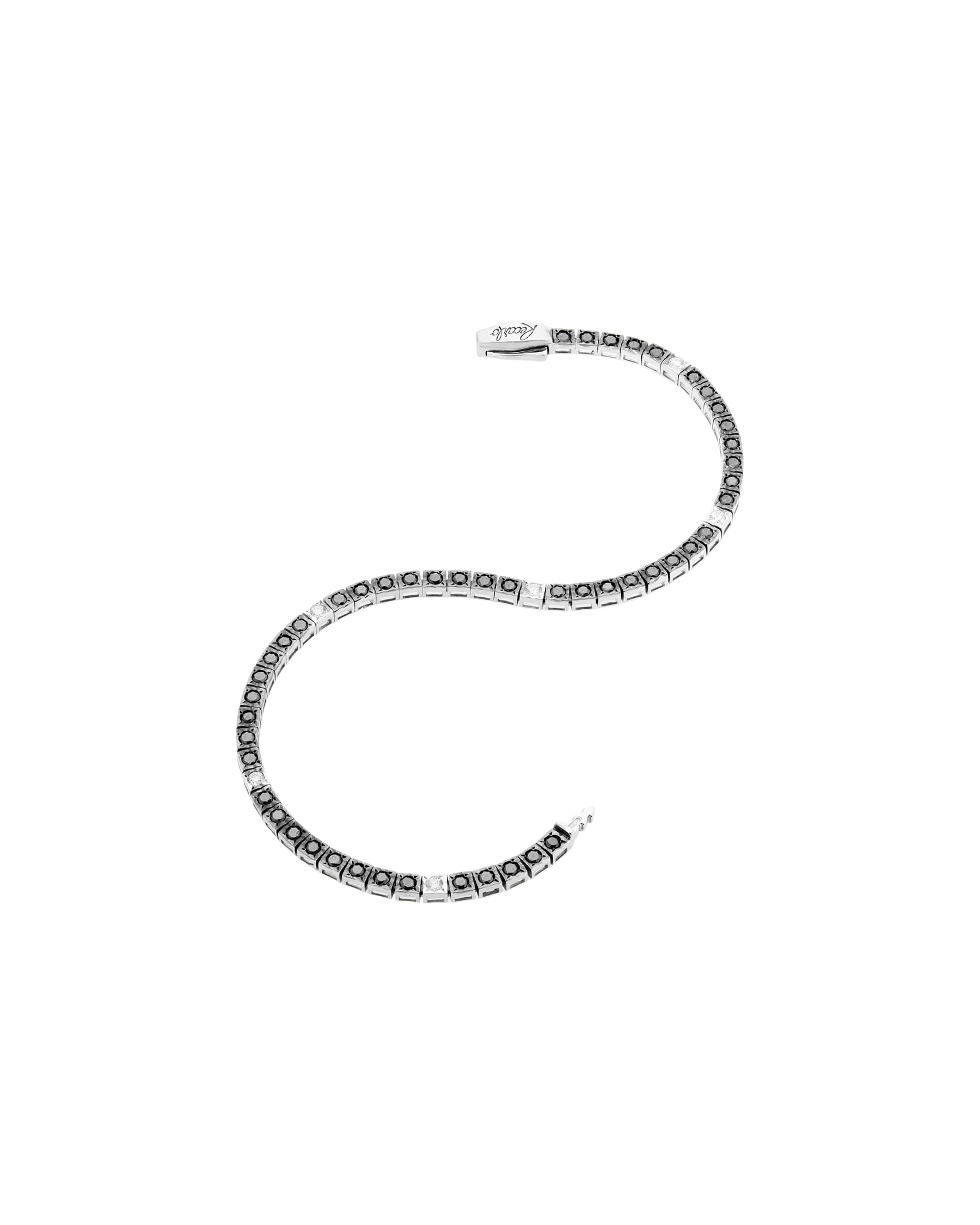 Bracciale tennis illusion recarlo in oro bianco con diamanti black and white-2