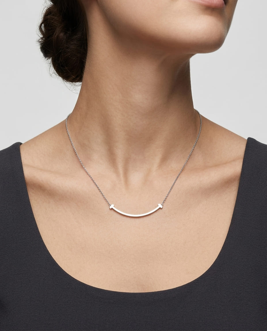 Collana tiffany t con pendente smile in oro bianco-3