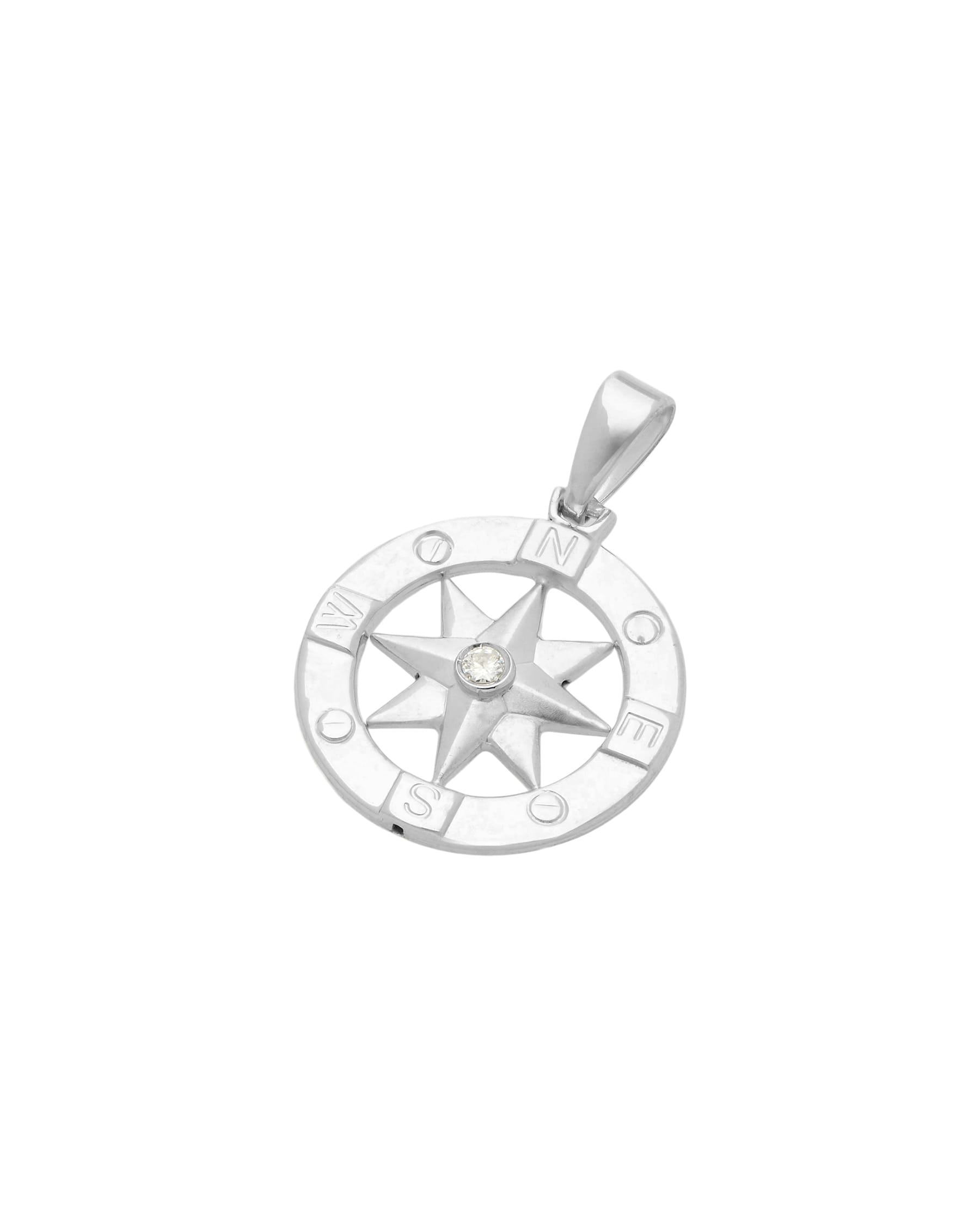 Ciondolo rosa dei venti in oro bianco con diamante-1
