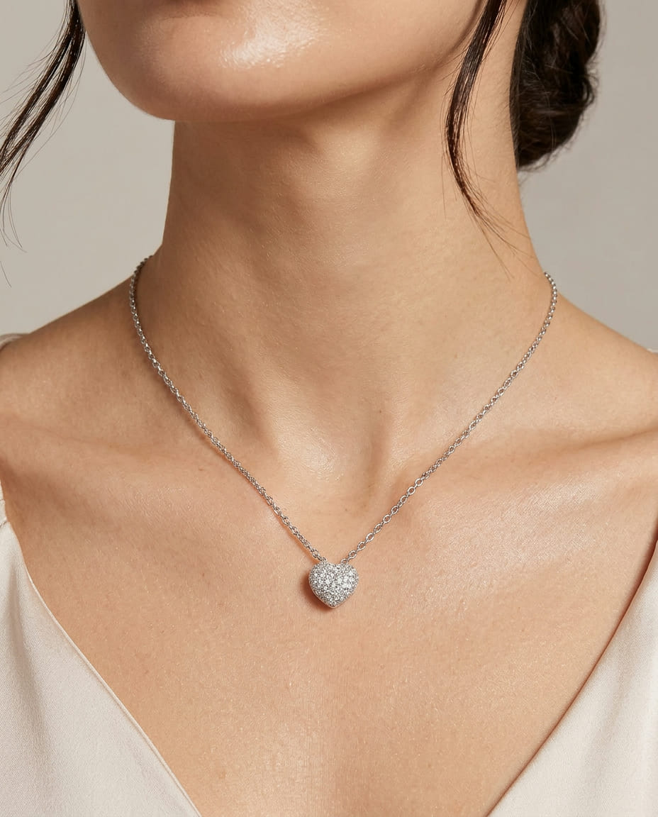 Collana cartier diamond heart in oro bianco-3