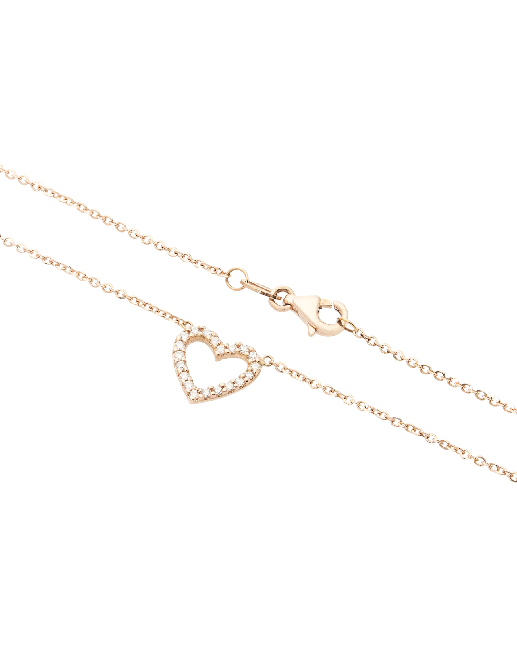 Collana cuore in oro rosa con diamanti-2