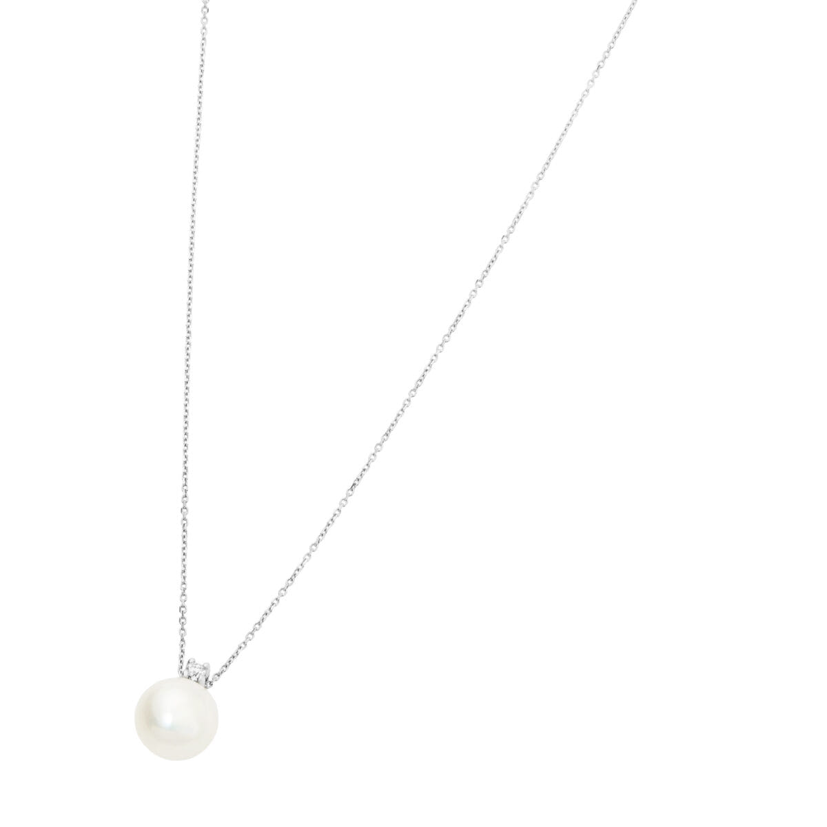Catenina in oro bianco miluna con diamante e perla 8 mm-1