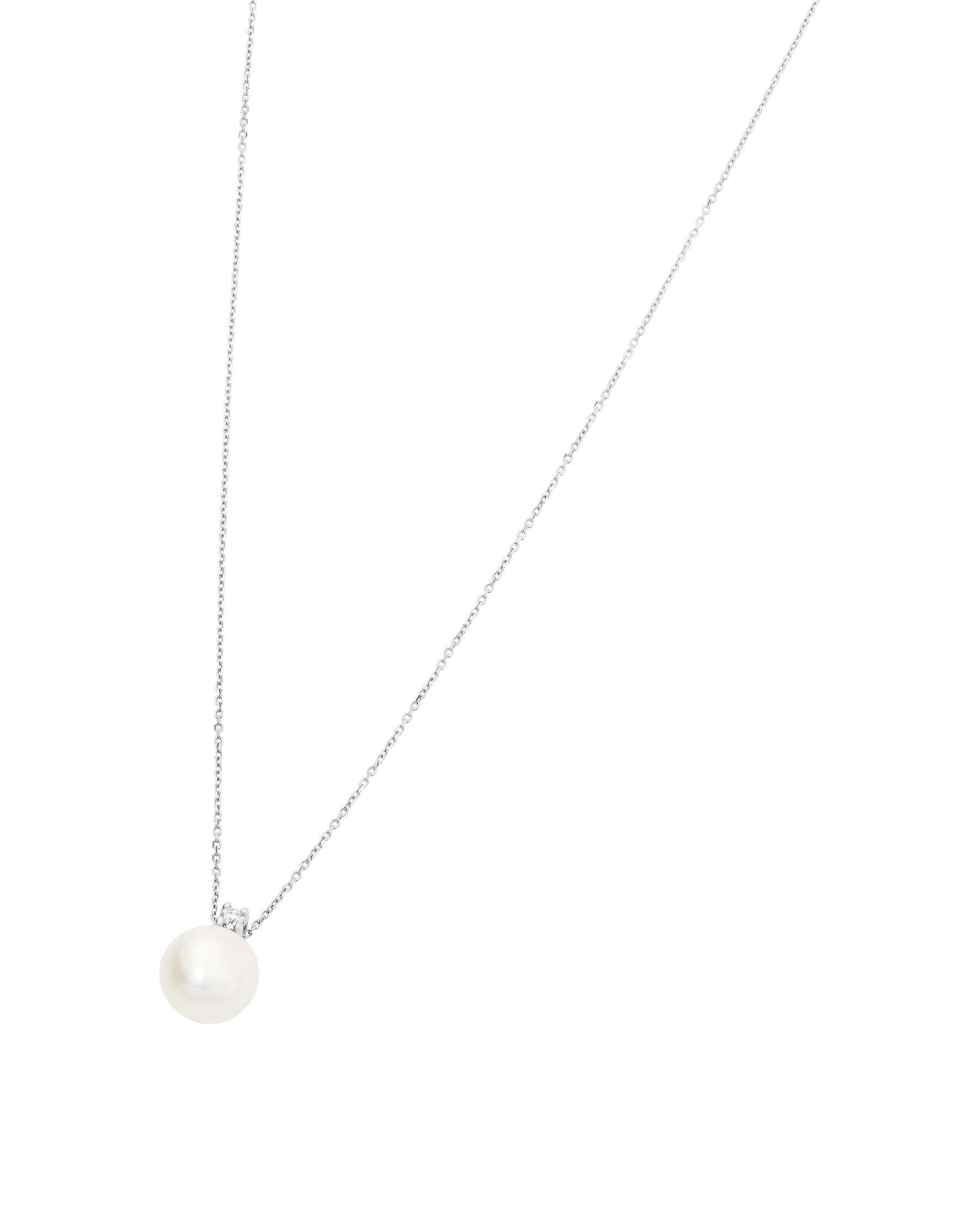 Catenina in oro bianco miluna con diamante e perla 8 mm-1