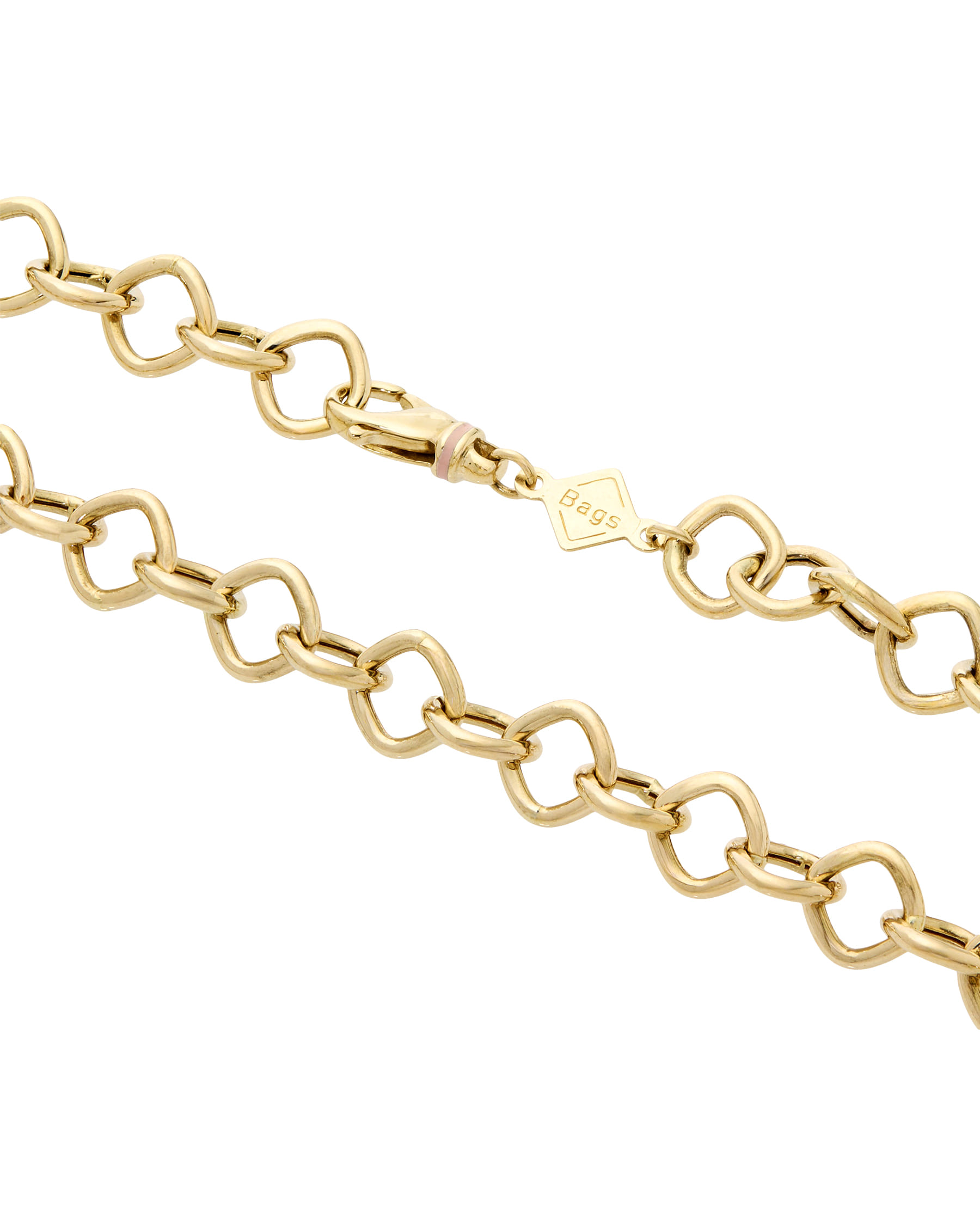 Collana rosato maglia a catena squadrata in oro giallo-2