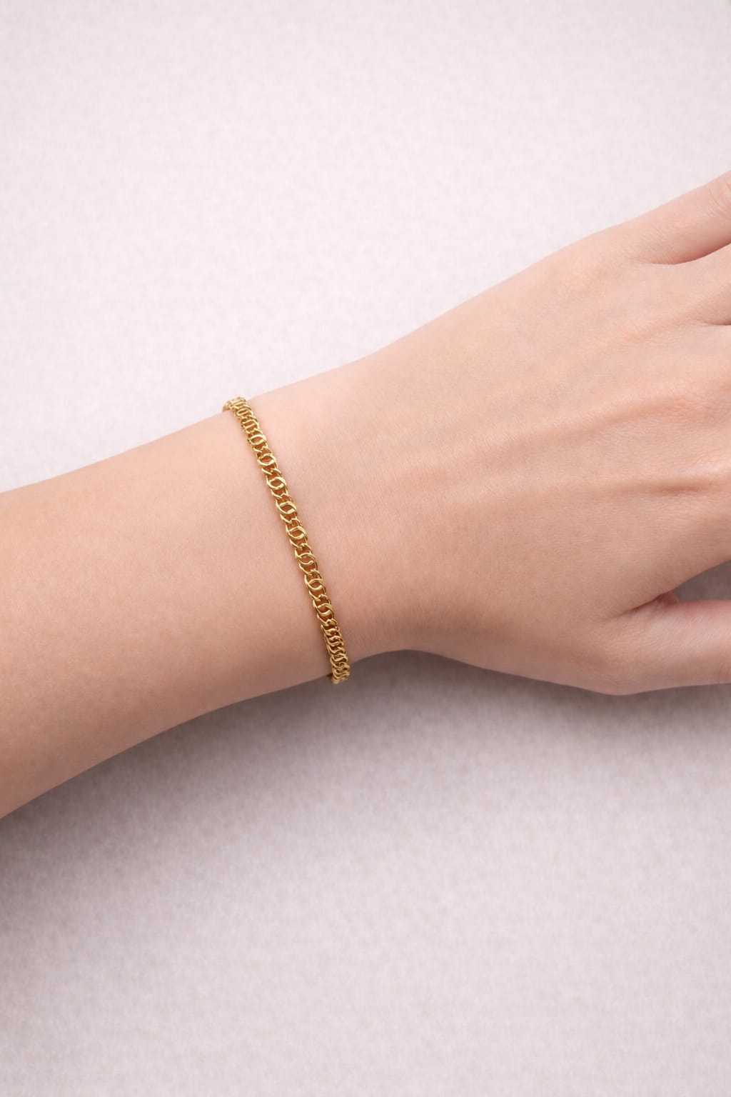 Bracciale maglia occhio di tigre mini in oro giallo-3