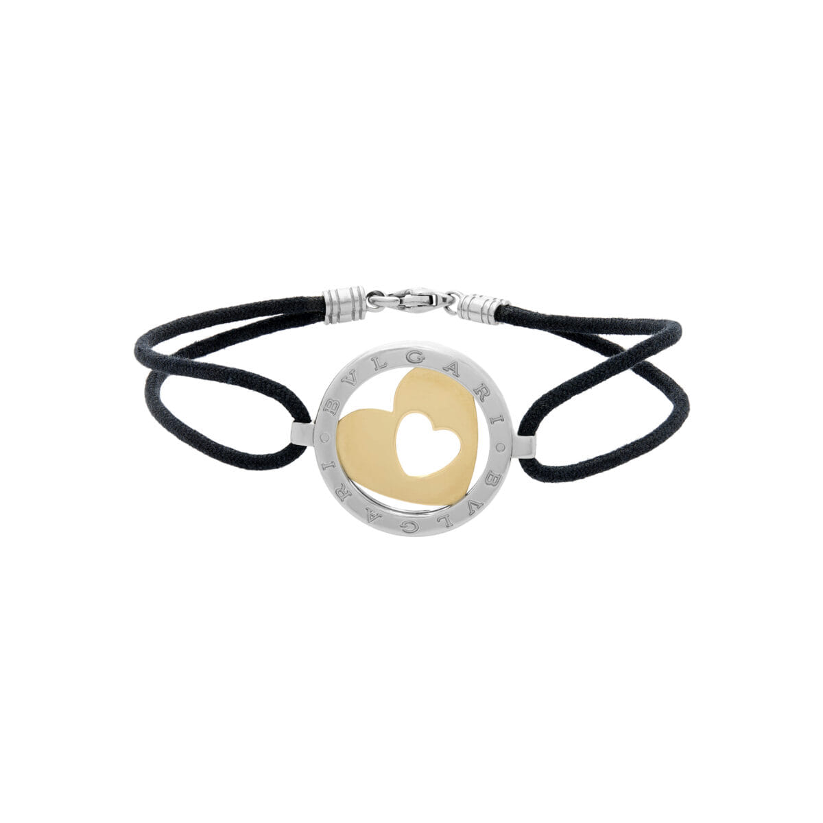 Bracciale bulgari cuore in acciaio e oro giallo-1