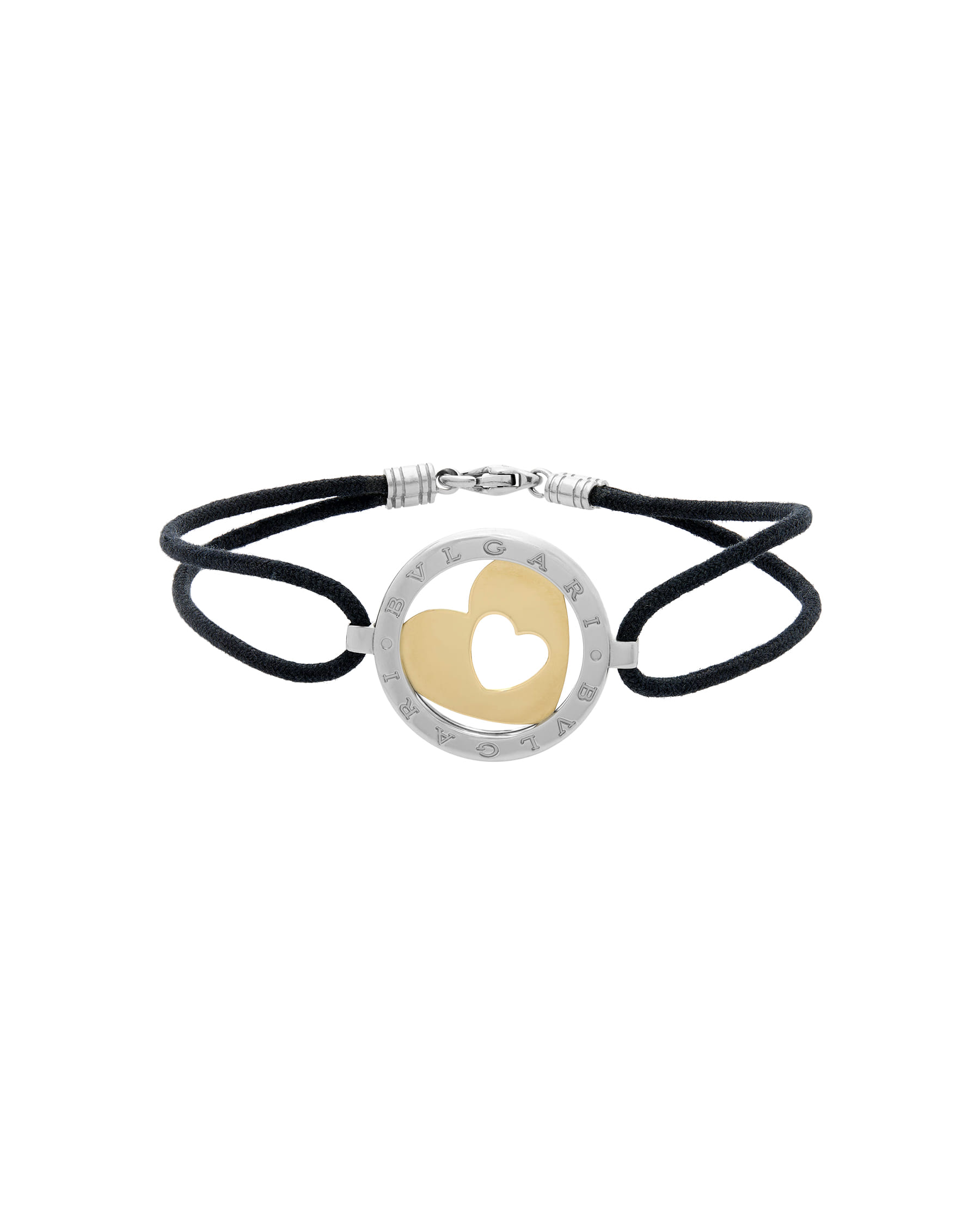 Bracciale bulgari cuore in acciaio e oro giallo-1