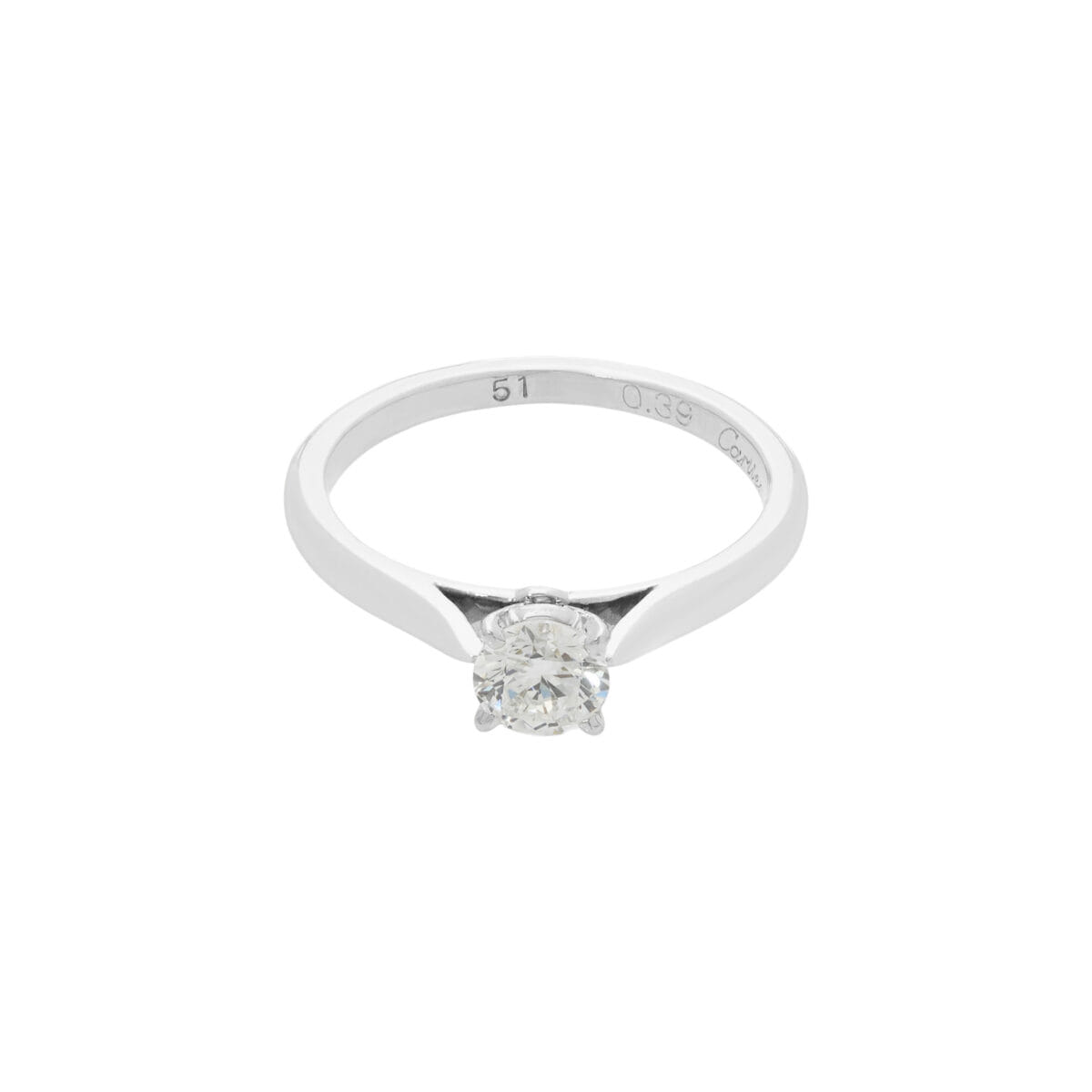Anello solitario 1895 cartier in platino con diamante 0,39 ct-1