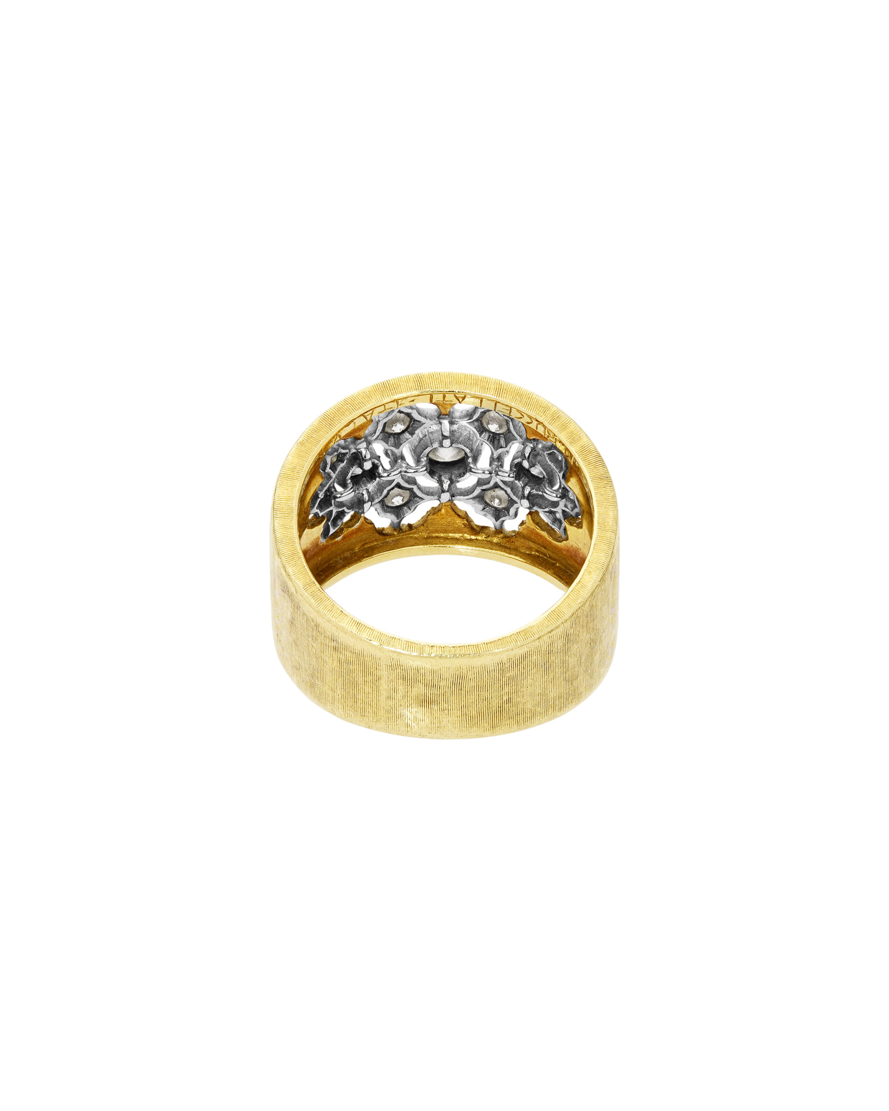 Anello fascia m. buccellati macri in oro giallo e bianco con diamanti-3