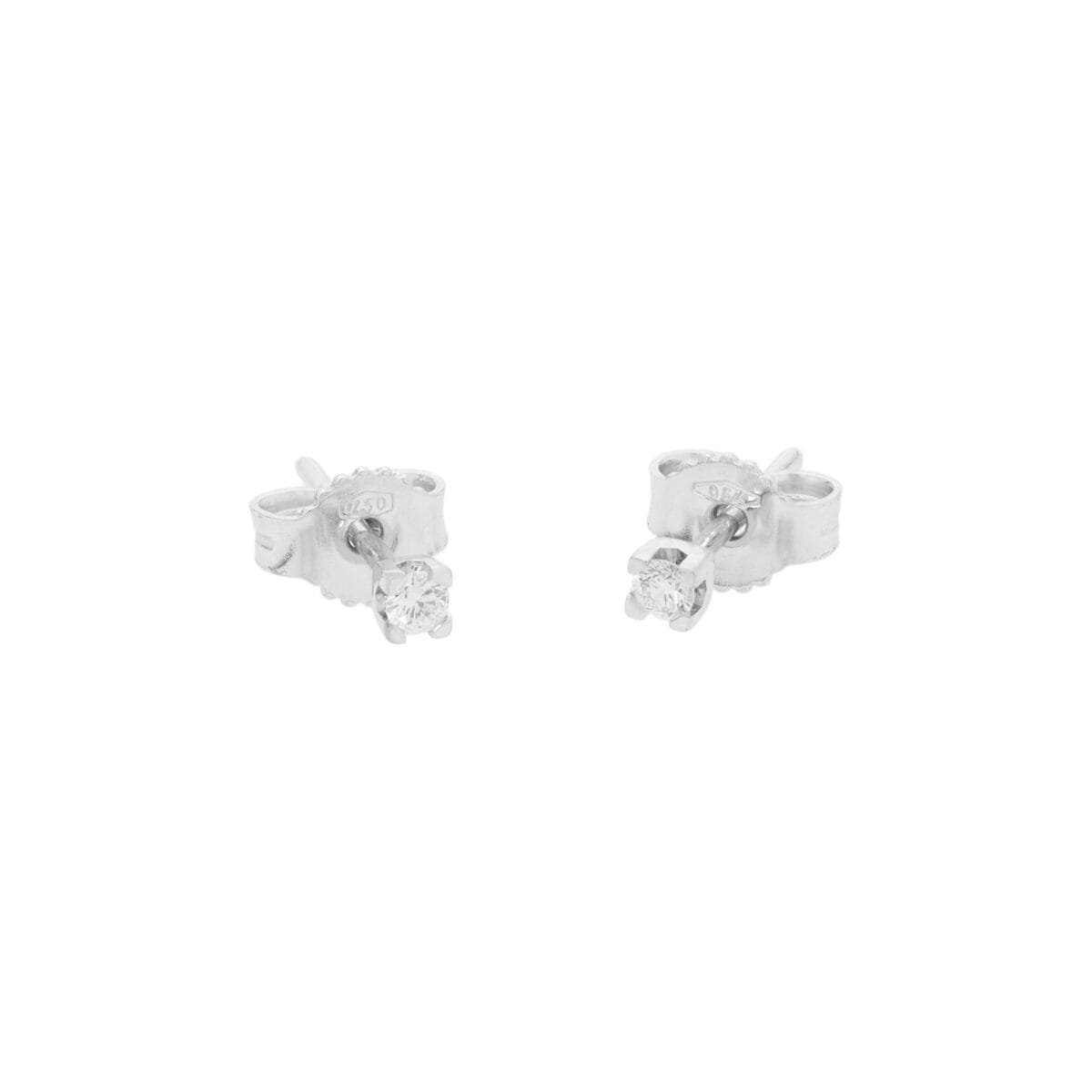Orecchini punto luce in oro bianco e diamanti 0,10ct-1